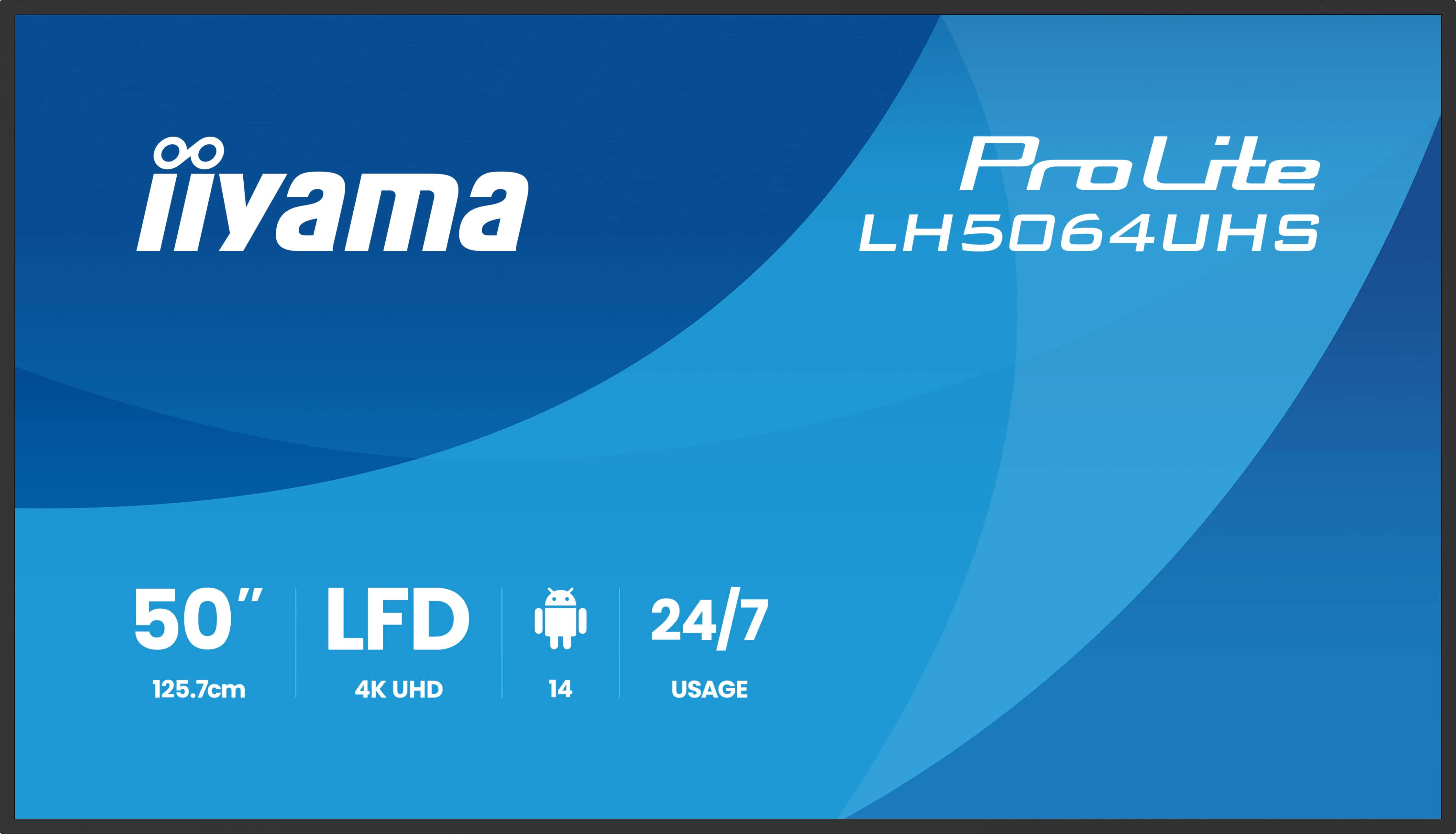 iiyama LH5564UHS-B1AG skilte display Digital fladpaneldisplay 139,7 cm (55") Wi-Fi 500 cd/m² 4K Ultra HD Sort Android 24/7