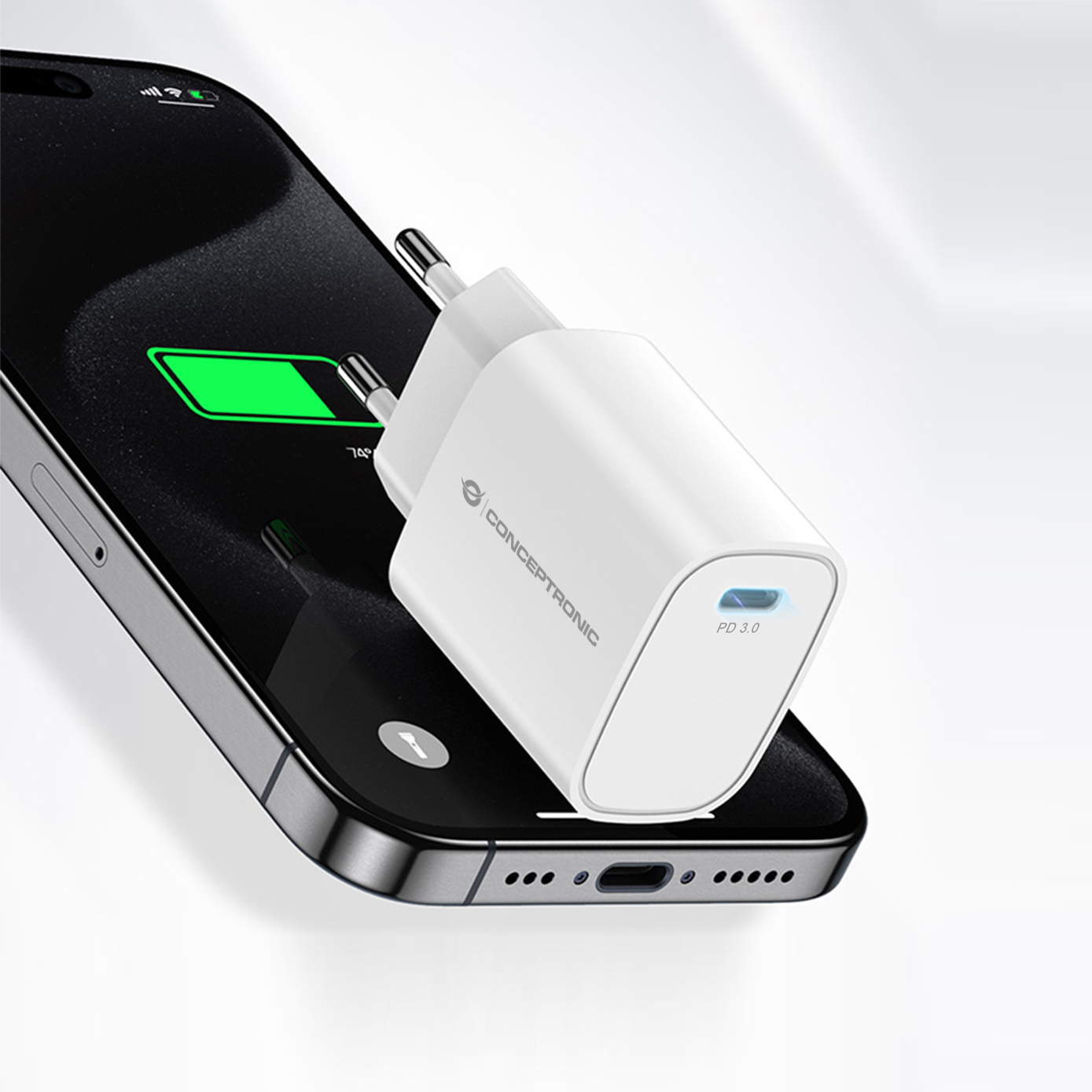 Conceptronic ALTHEA14W oplader til mobil enhed Universel Hvid Vekselstrøm Hurtig opladning Indendørs