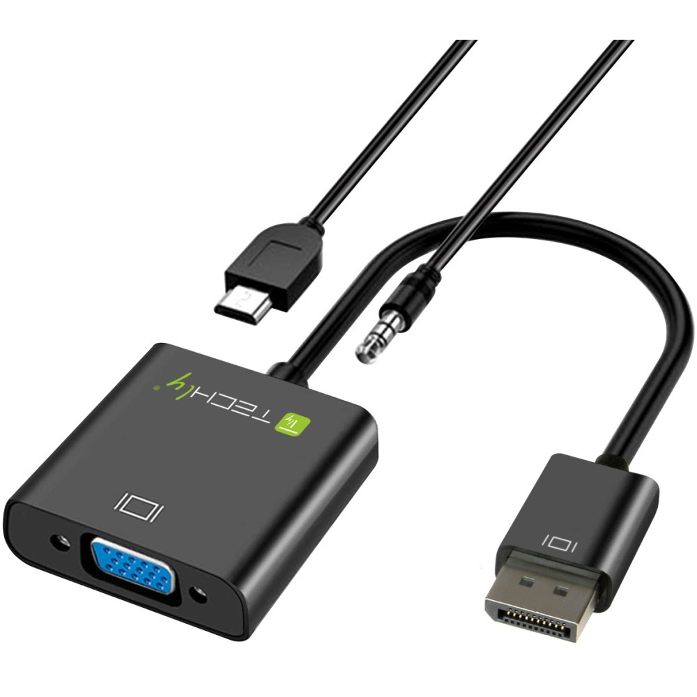 Techly HDMI - VGA+3.5mm+Micro USB B M/F 0,15 m Sort