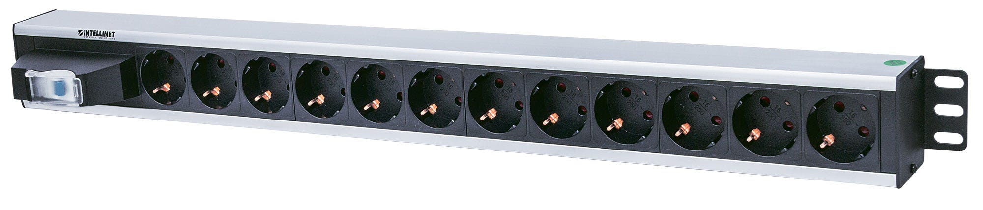 Intellinet 711449 strømforsyningsenhed (PDU) 12 AC stikkontakt(er) Sort, Grå