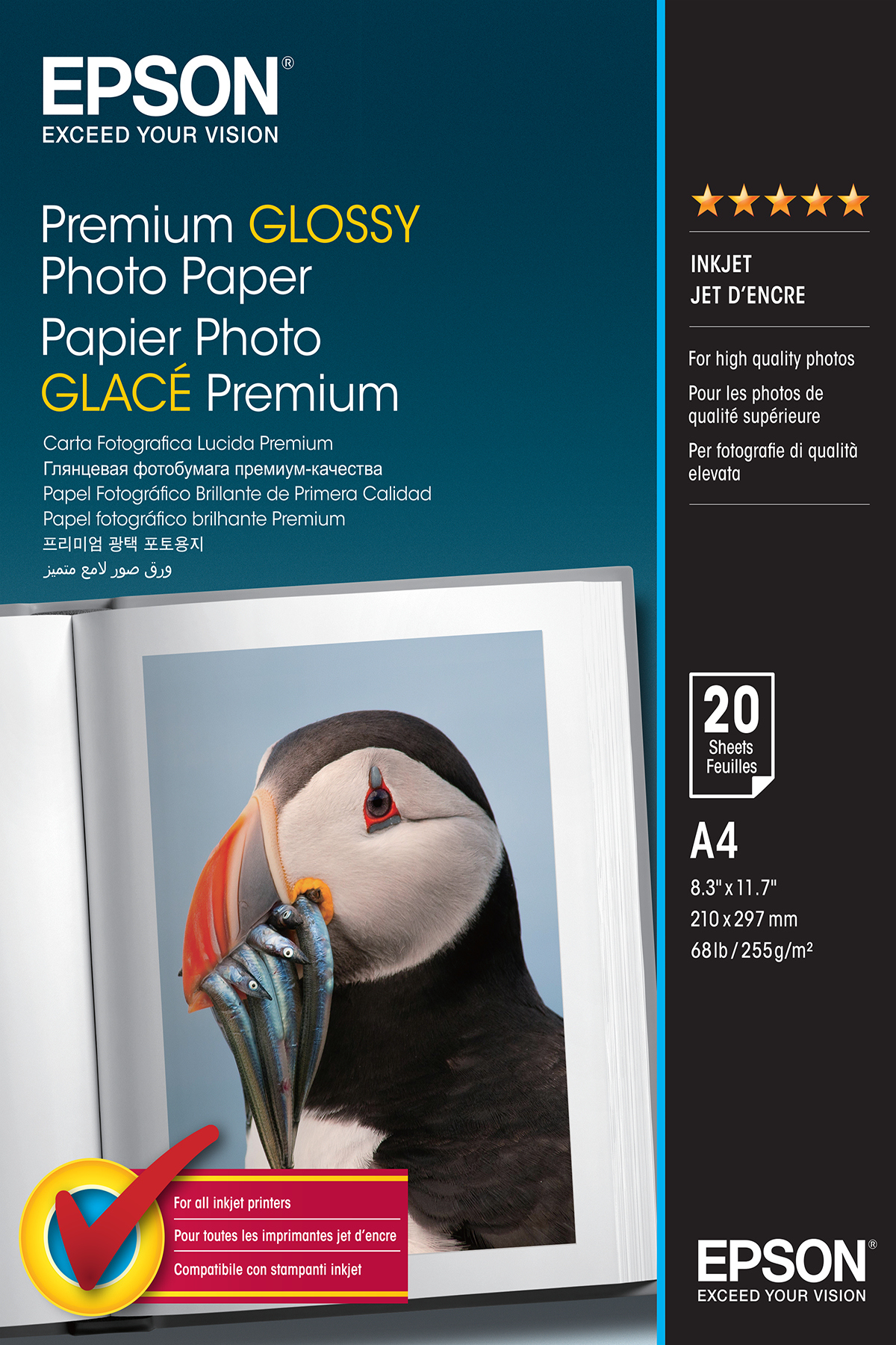 Epson Premium, DIN A4, 255g/m² fotopapir Hvid Premium-glans