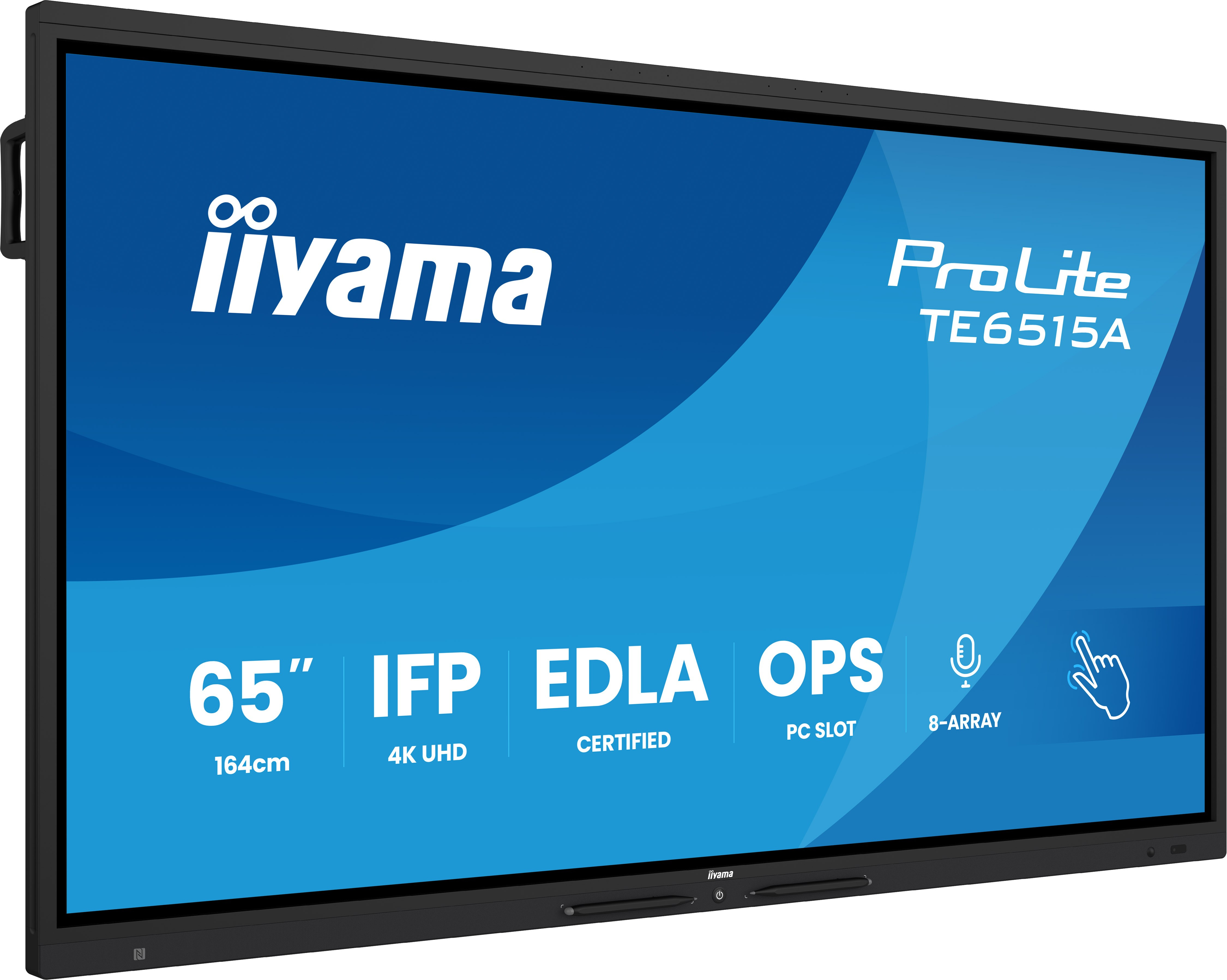 iiyama TE6515A-B1AG skilte display Digital fladpaneldisplay 163,8 cm (64.5") Wi-Fi 550 cd/m² 4K Ultra HD Sort Berøringsskærm Indbygget processer Android