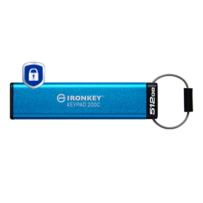 Kingston Technology IronKey 512 GB USB-C Keypad 200C, FIPS 140-3, niv. 3 (afventer) AES-256