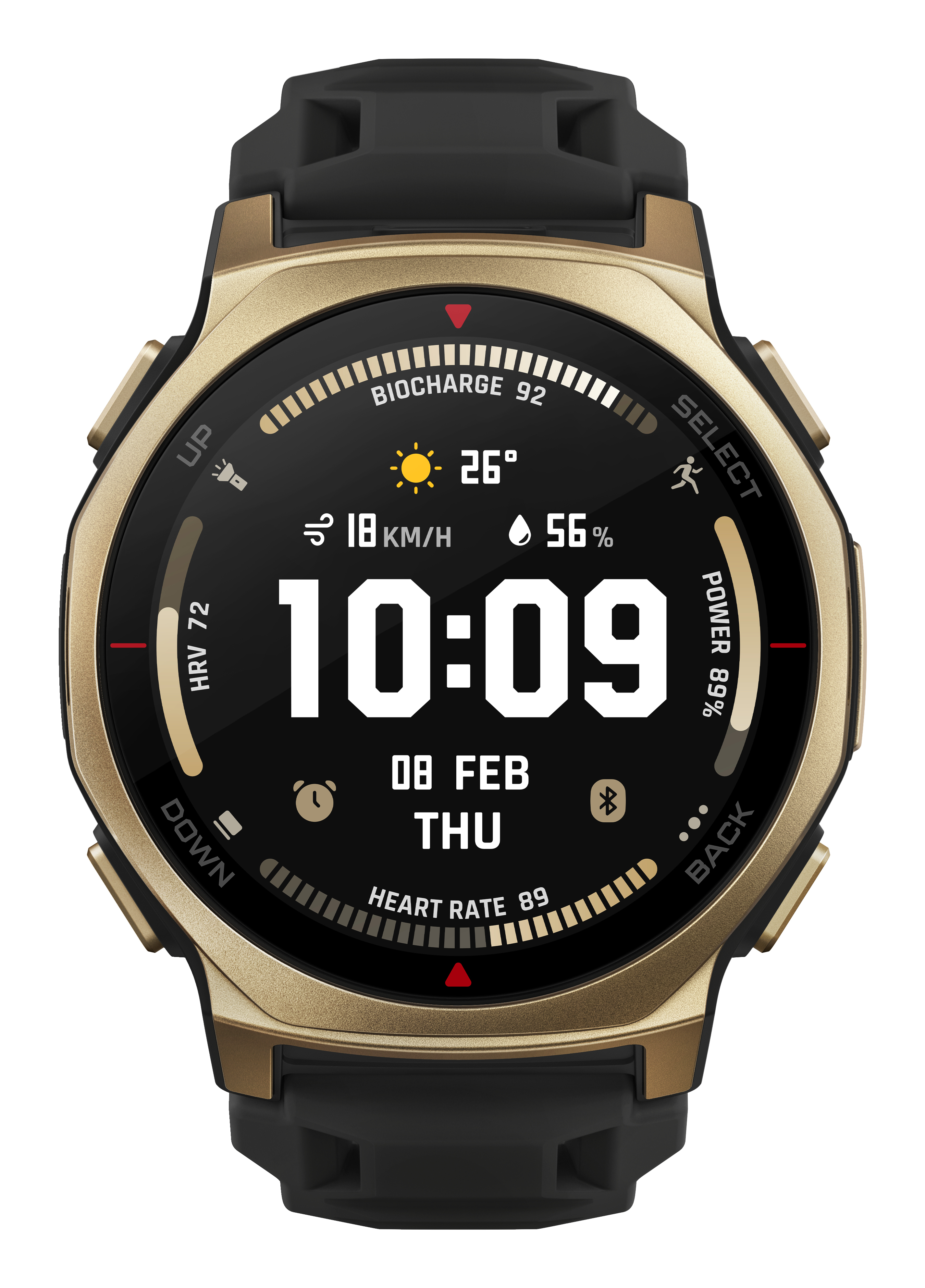 Amazfit T-rex 3 Pro 3,35 cm (1.32") AMOLED 44 mm Digital 466 x 466 pixel Berøringsskærm Guld Wi-Fi GPS (satellit)