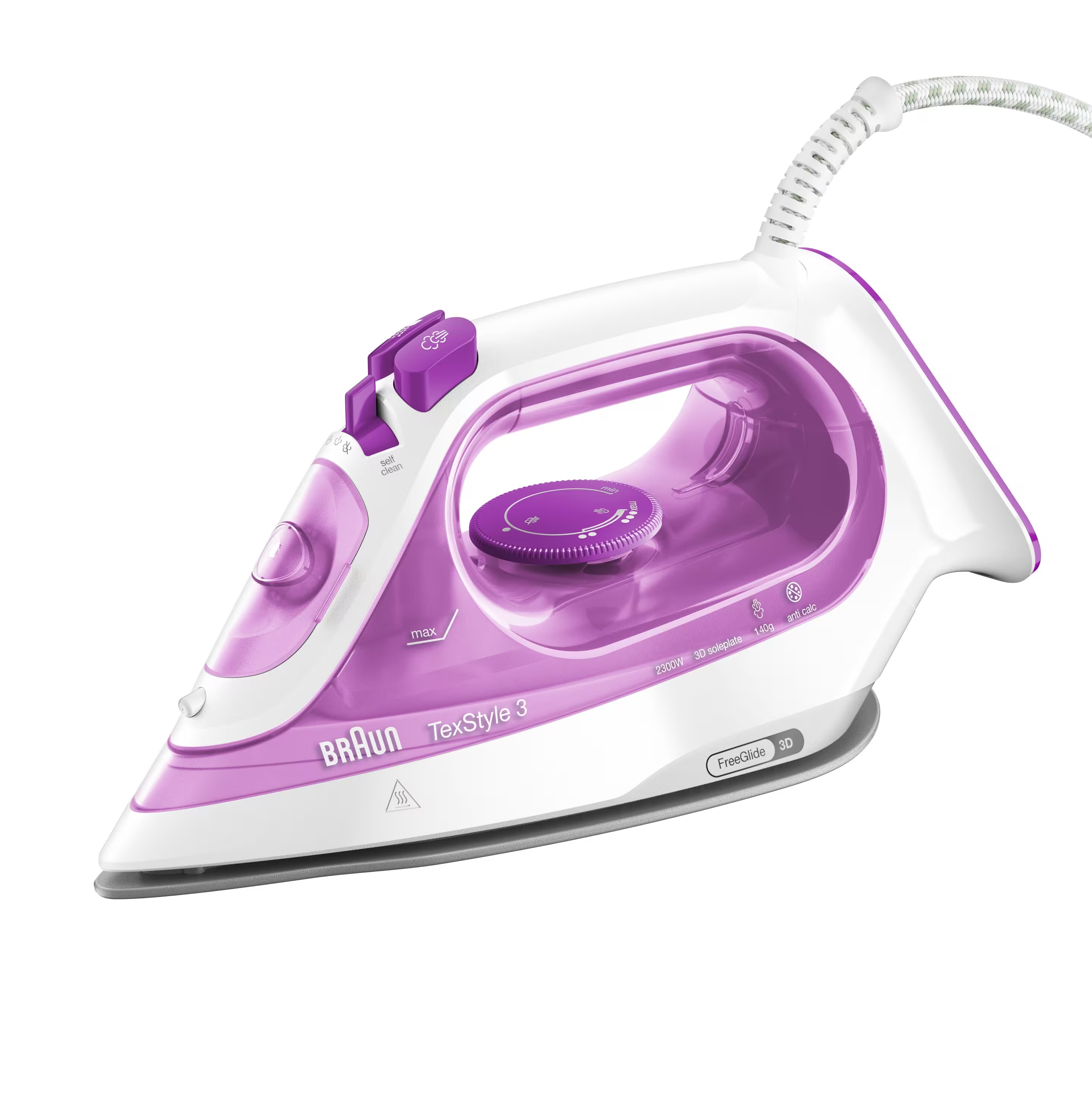 Braun TexStyle 3 SI3030PU Dampstrygejern Keramisk strygesål 2300 W Lyserød