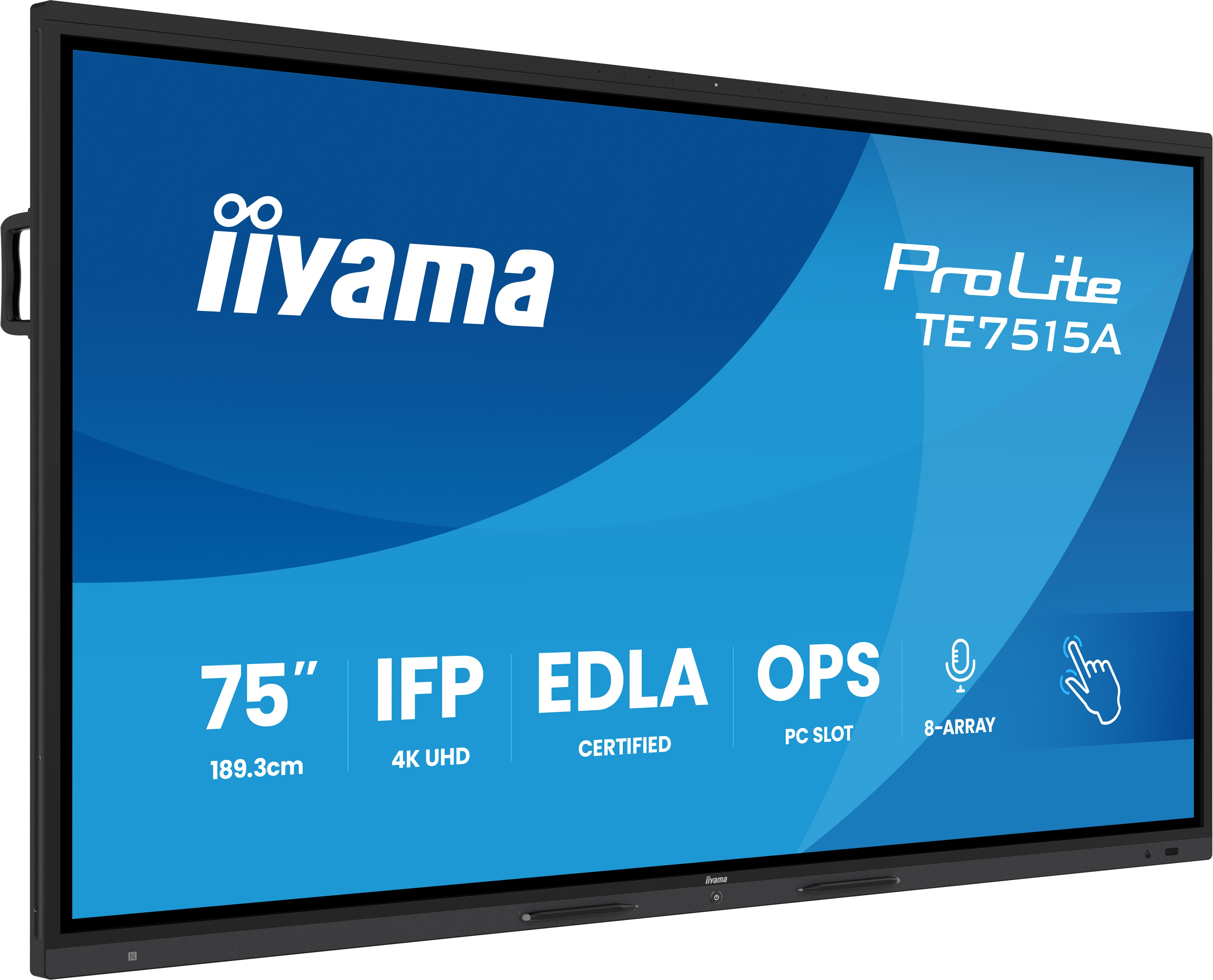 iiyama TE7515A-B1AG skilte display Digital fladpaneldisplay 189,2 cm (74.5") Wi-Fi 550 cd/m² 4K Ultra HD Sort Berøringsskærm Indbygget processer Android
