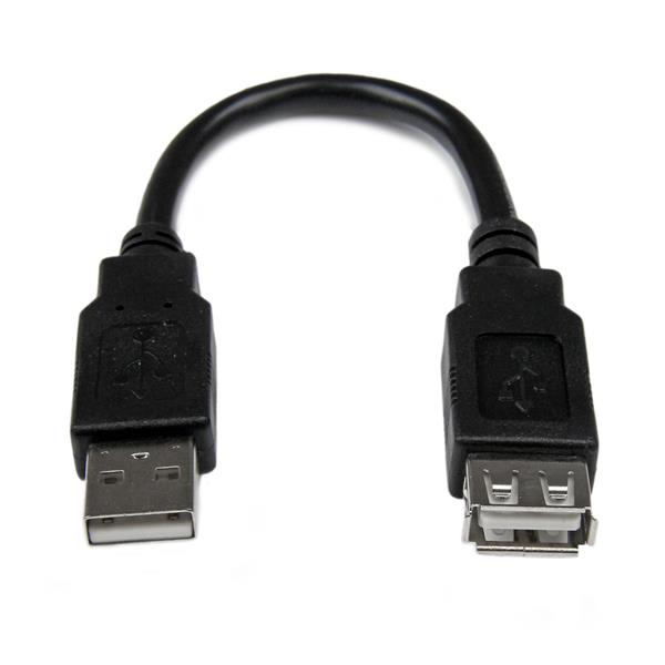 StarTech.com USBEXTAA6IN USB-kabel USB 2.0 0,152 m USB A 0,48 Gbit/sek. Sort