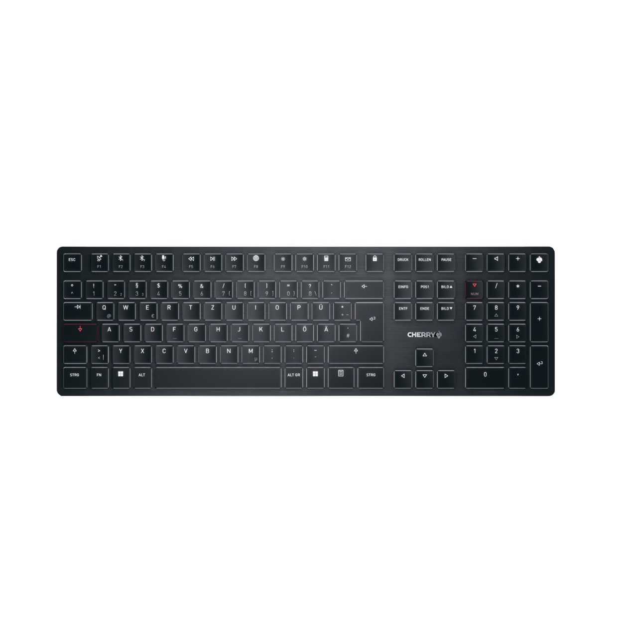 CHERRY KW X ULP tastatur Universel USB + RF Wireless + Bluetooth QWERTZ Tysk Sort