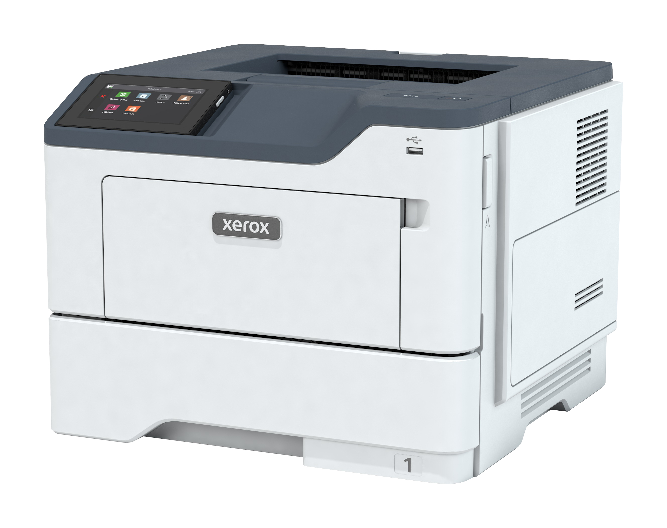 Xerox B410, A4-format, 47 sider/min, trådløs dupleksprinter, PS3 PCL5e/6, 2 magasiner, i alt 650 ark