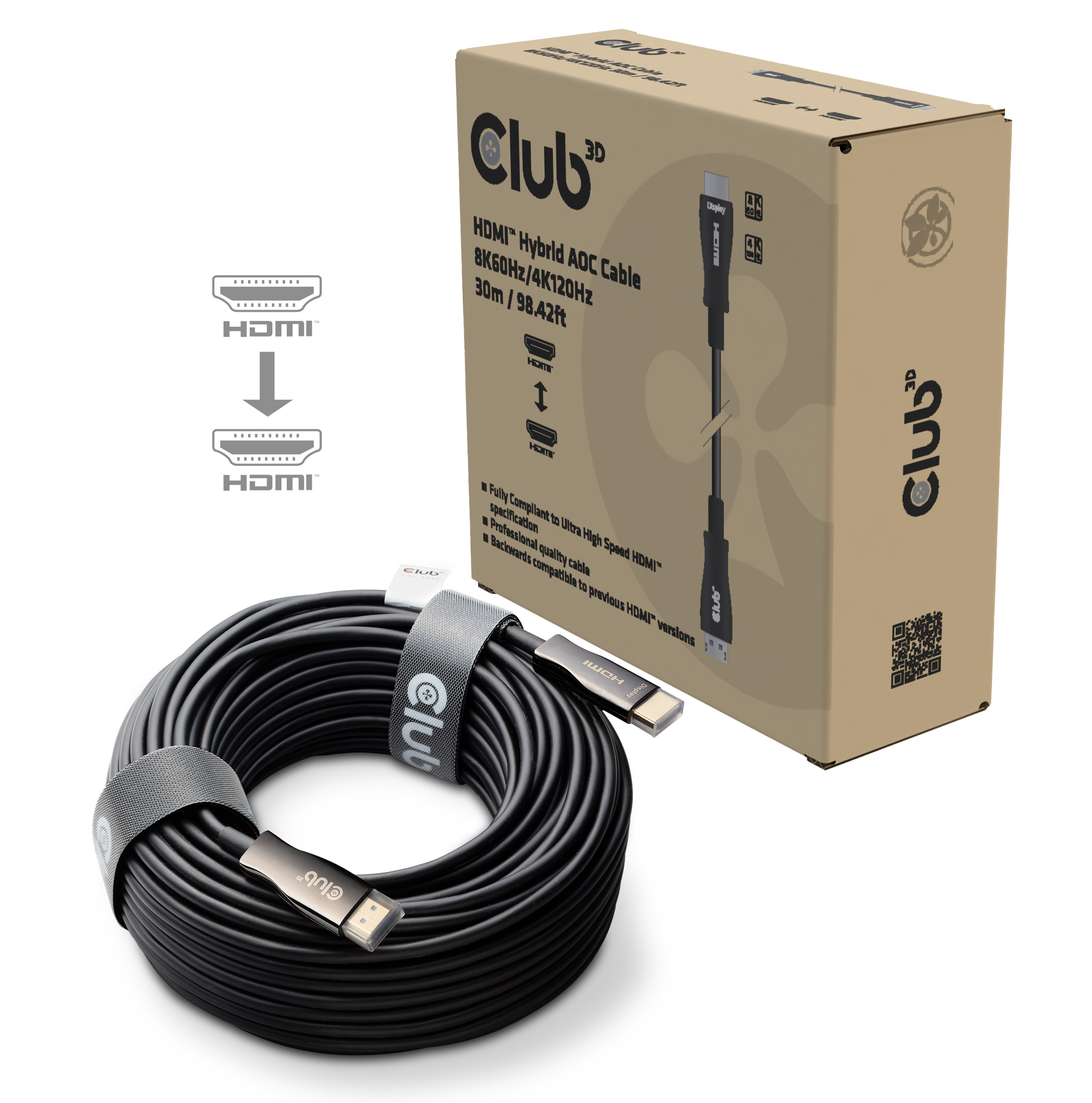 CLUB3D CAC-1392 HDMI-kabel 30 m HDMI Type A (Standard) Sort