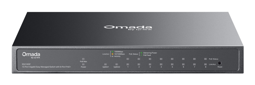 TP-Link Omada ES210GP netværksswitch Administreret L2 Gigabit Ethernet (10/100/1000) Strøm over Ethernet (PoE) DIN rail Sort
