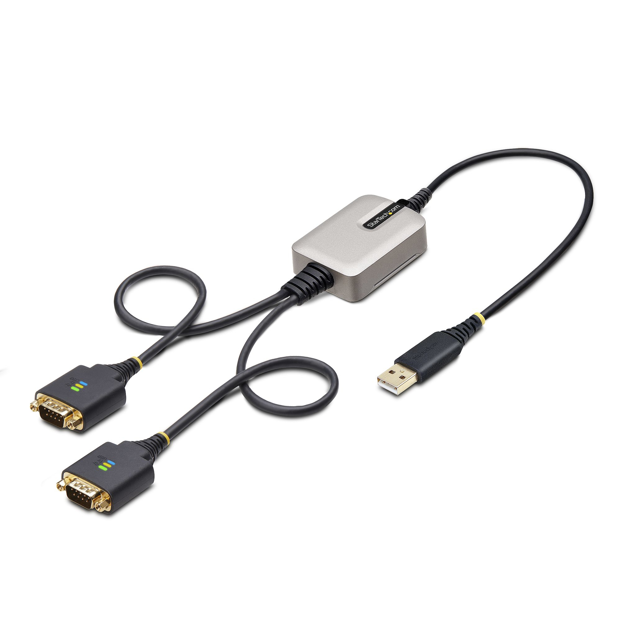 StarTech.com 2P1FFC-USB-SERIAL kabel kønsskifter USB-A 2 x DB-9 RS-232 Sort, Grå