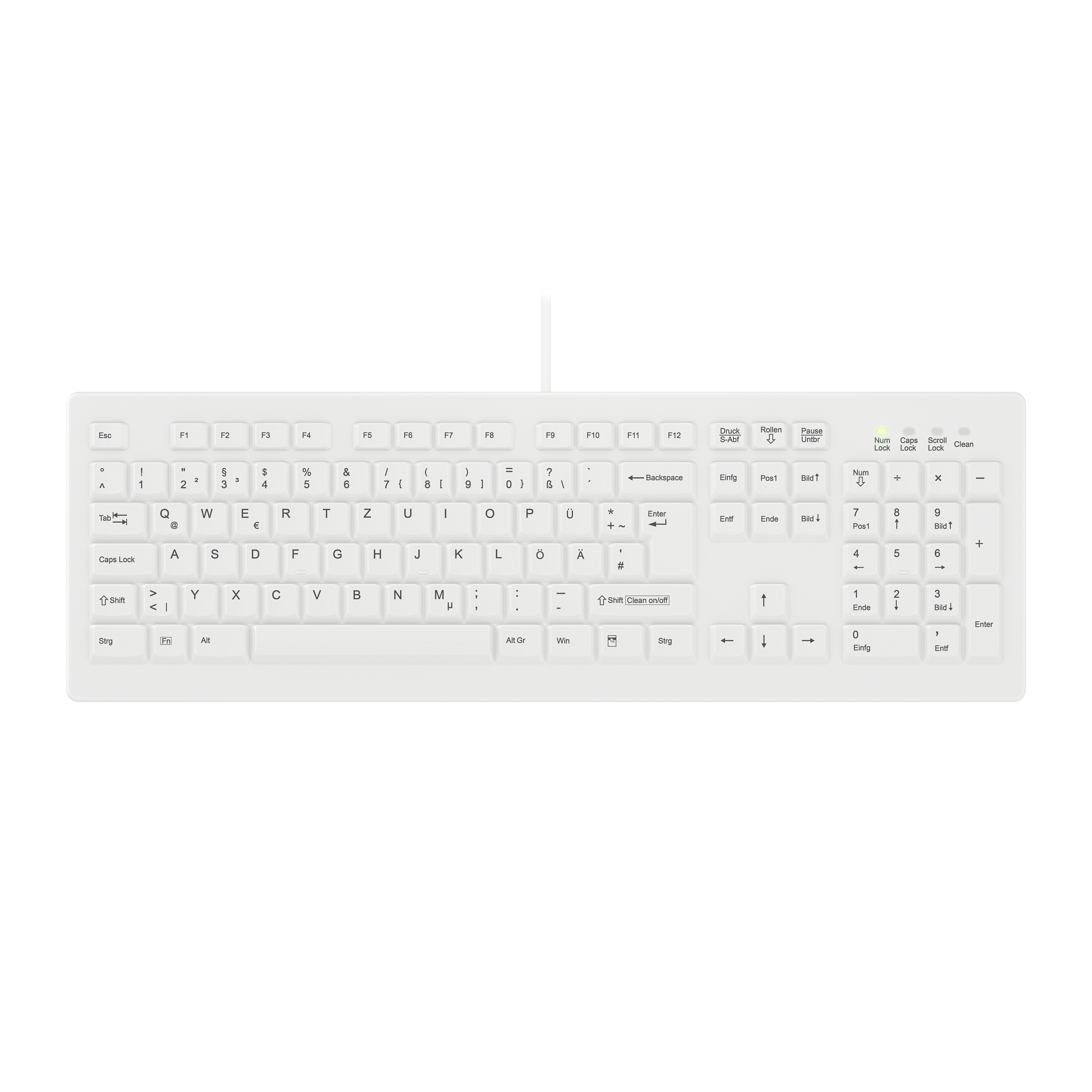 Contour Design Active Key AK-C8100F-U1-W/GE tastatur Medicinsk USB QWERTZ Tysk Hvid