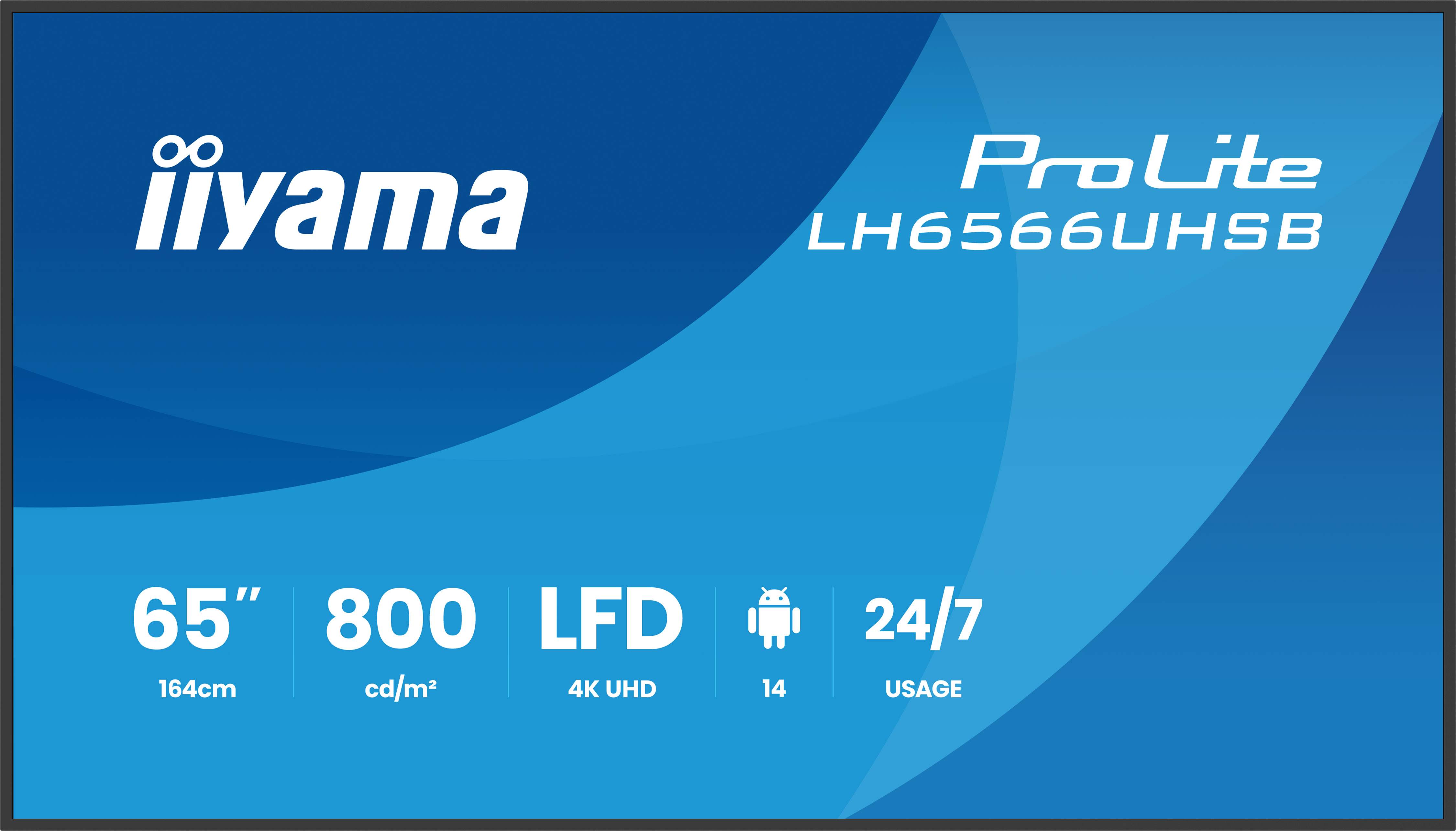 iiyama LH6566UHSB-B1AG skilte display Digital fladpaneldisplay 165,1 cm (65") LCD Wi-Fi 800 cd/m² 4K Ultra HD Sort Indbygget processer Android 24/7
