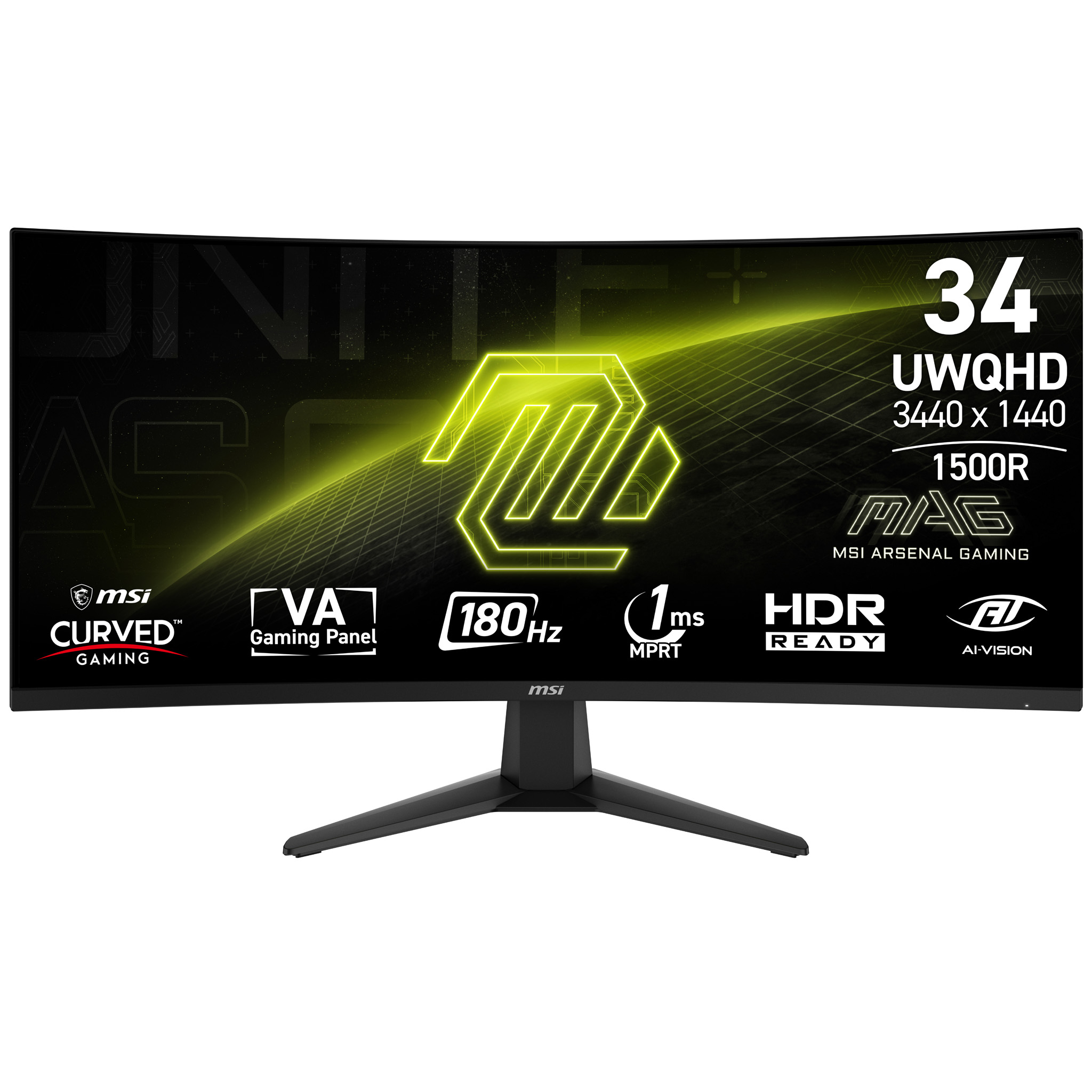 MSI MAG 346CQ computerskærm 86,4 cm (34") 3440 x 1440 pixel UltraWide Dual Quad HD LCD Sort