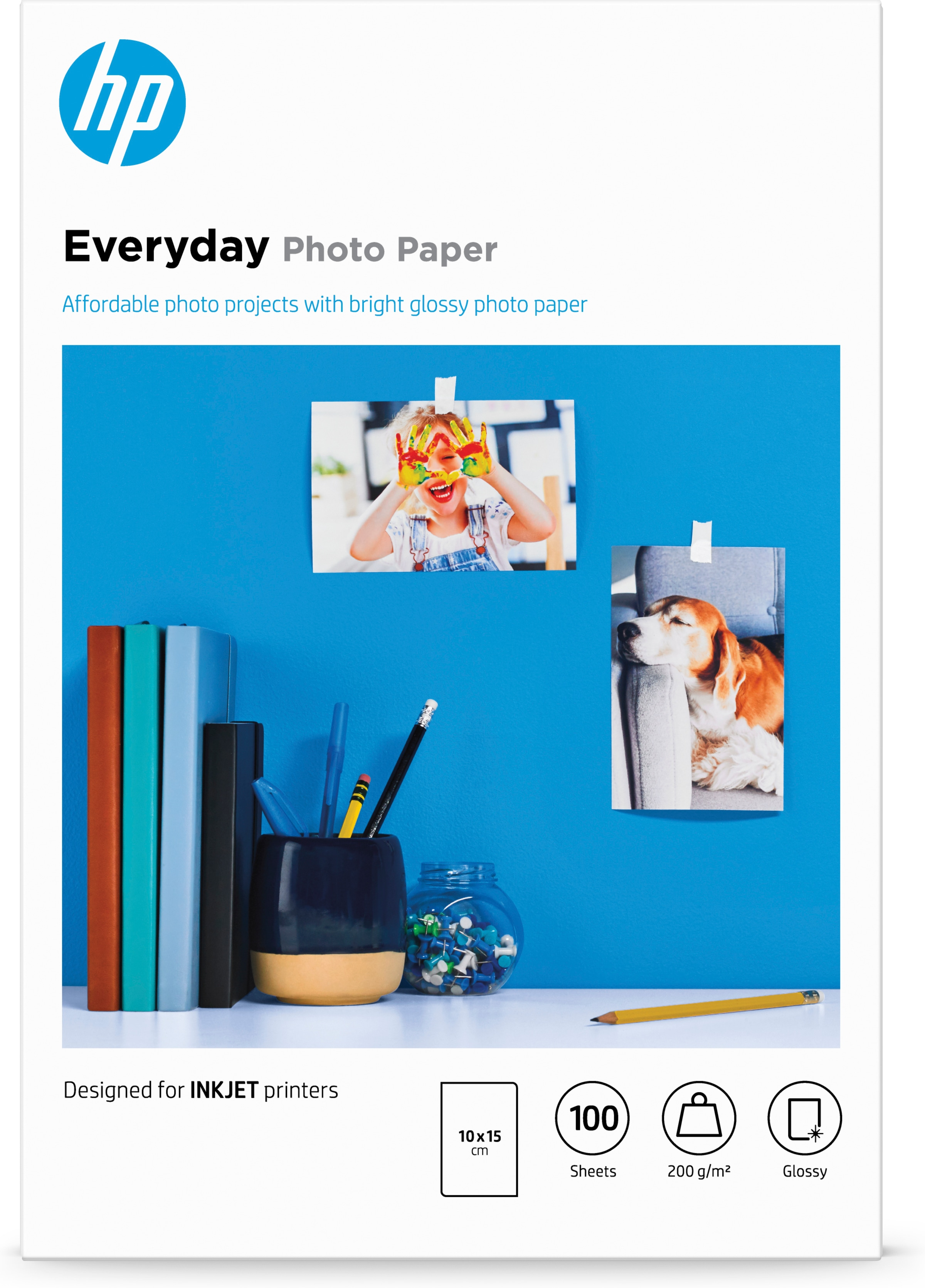 HP Everyday-fotopapir, blankt, 200 g/m2, 10 x 15 cm (101 x 152 mm), 100 ark