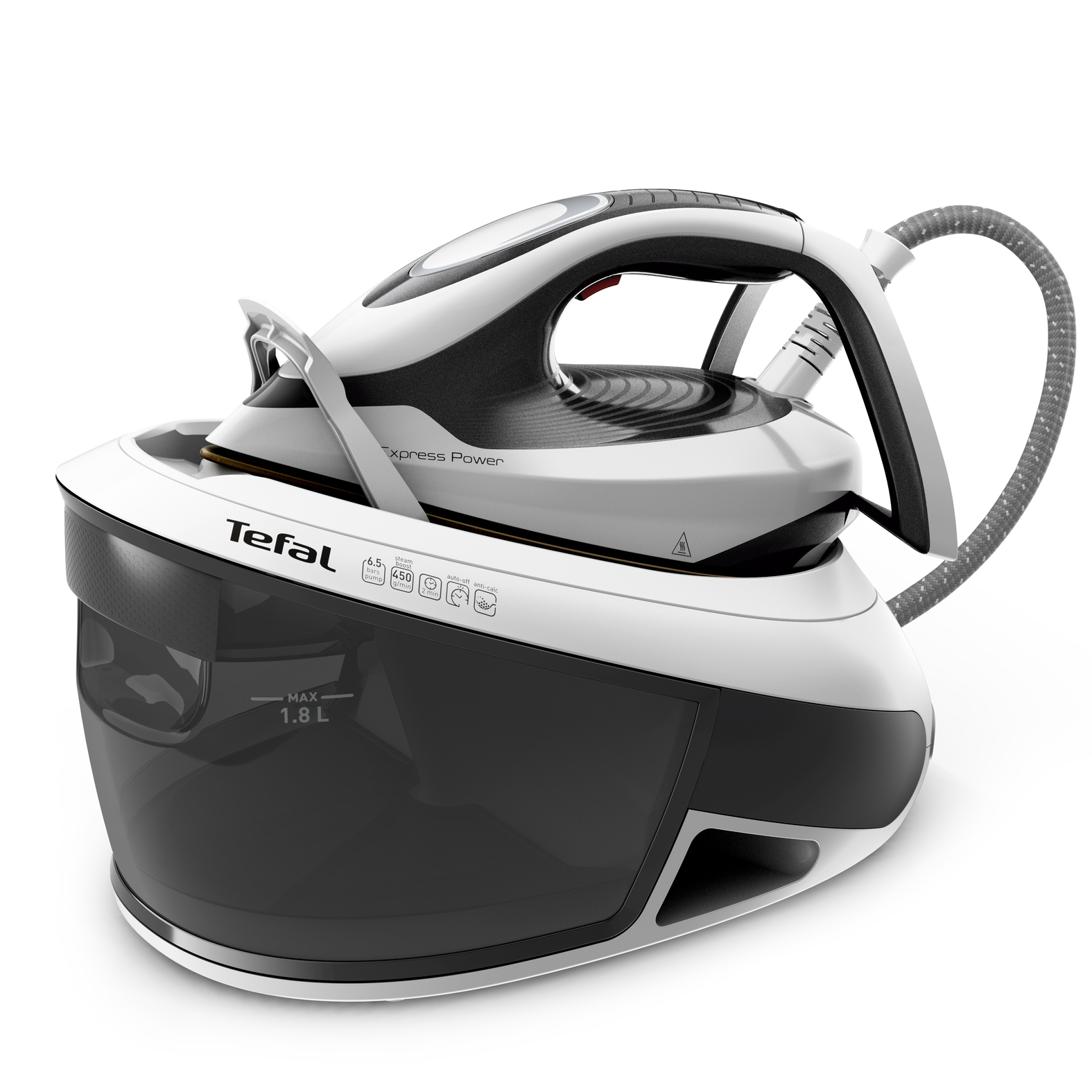 Tefal Express Power SV8130 2800 W 1,8 L Durilium AirGlide Autoclean soleplate Sort, Hvid