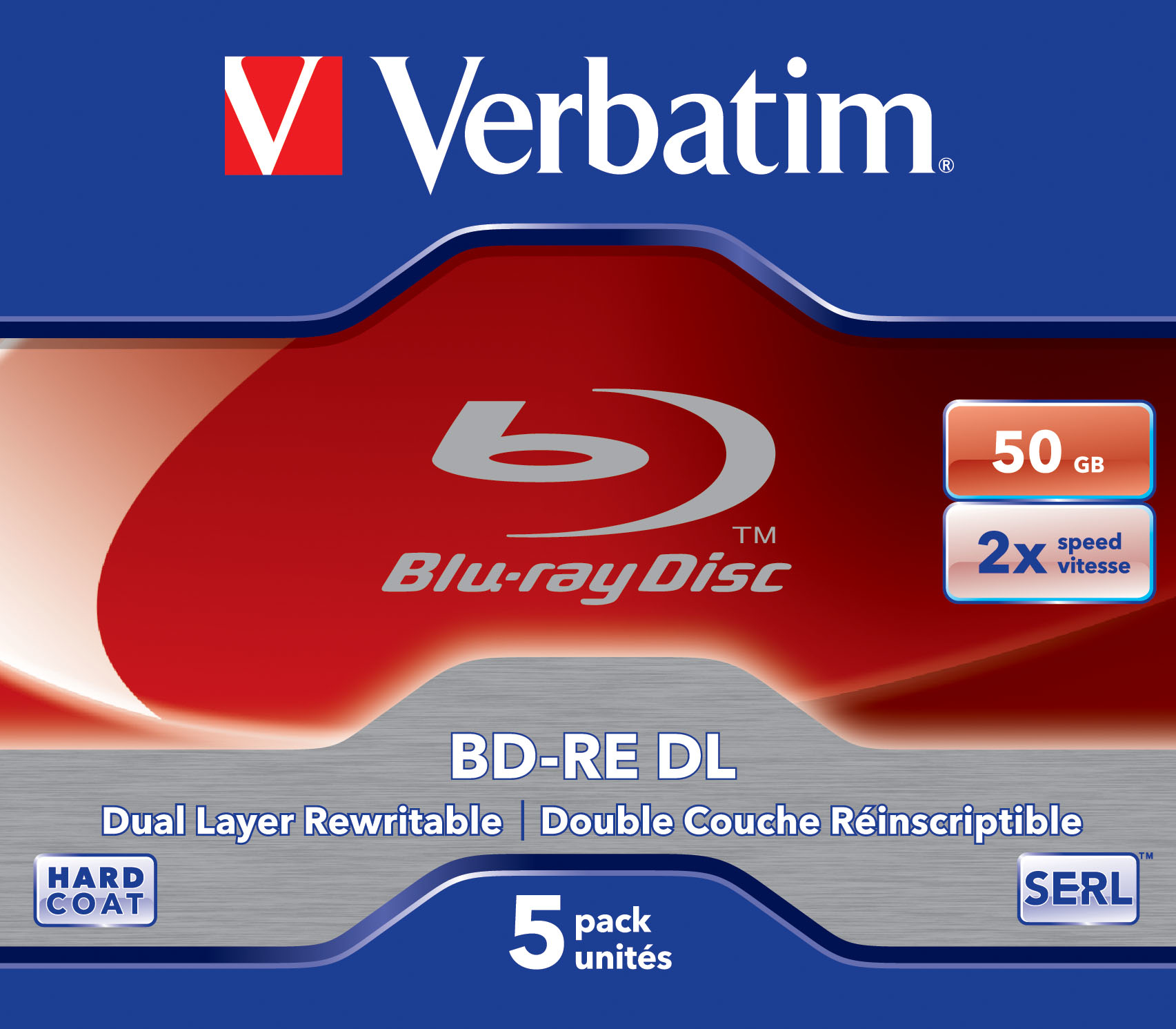Verbatim BD-RE DL 50GB 2 x 5 Pack Jewel Case 5 stk