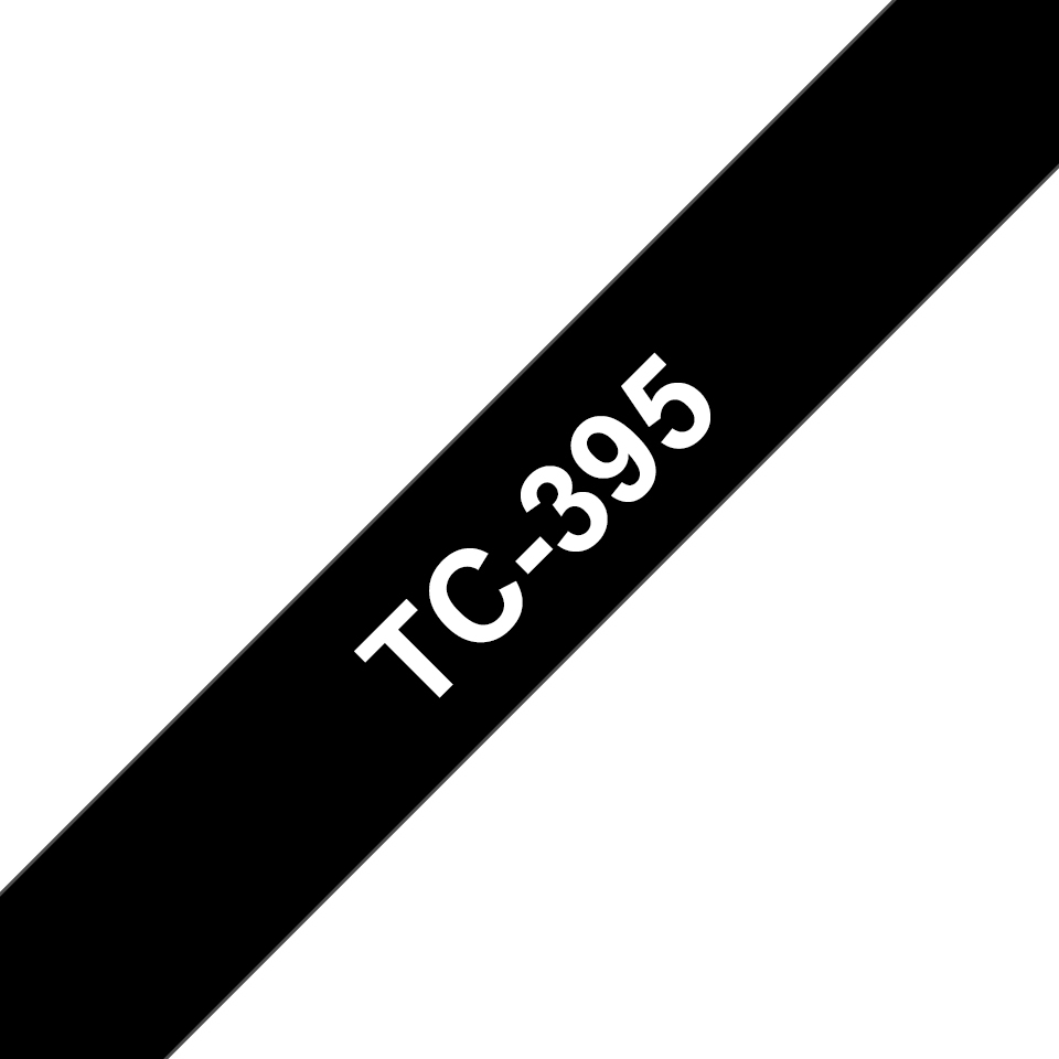 Brother TC-395 etiketbånd Hvid på sort