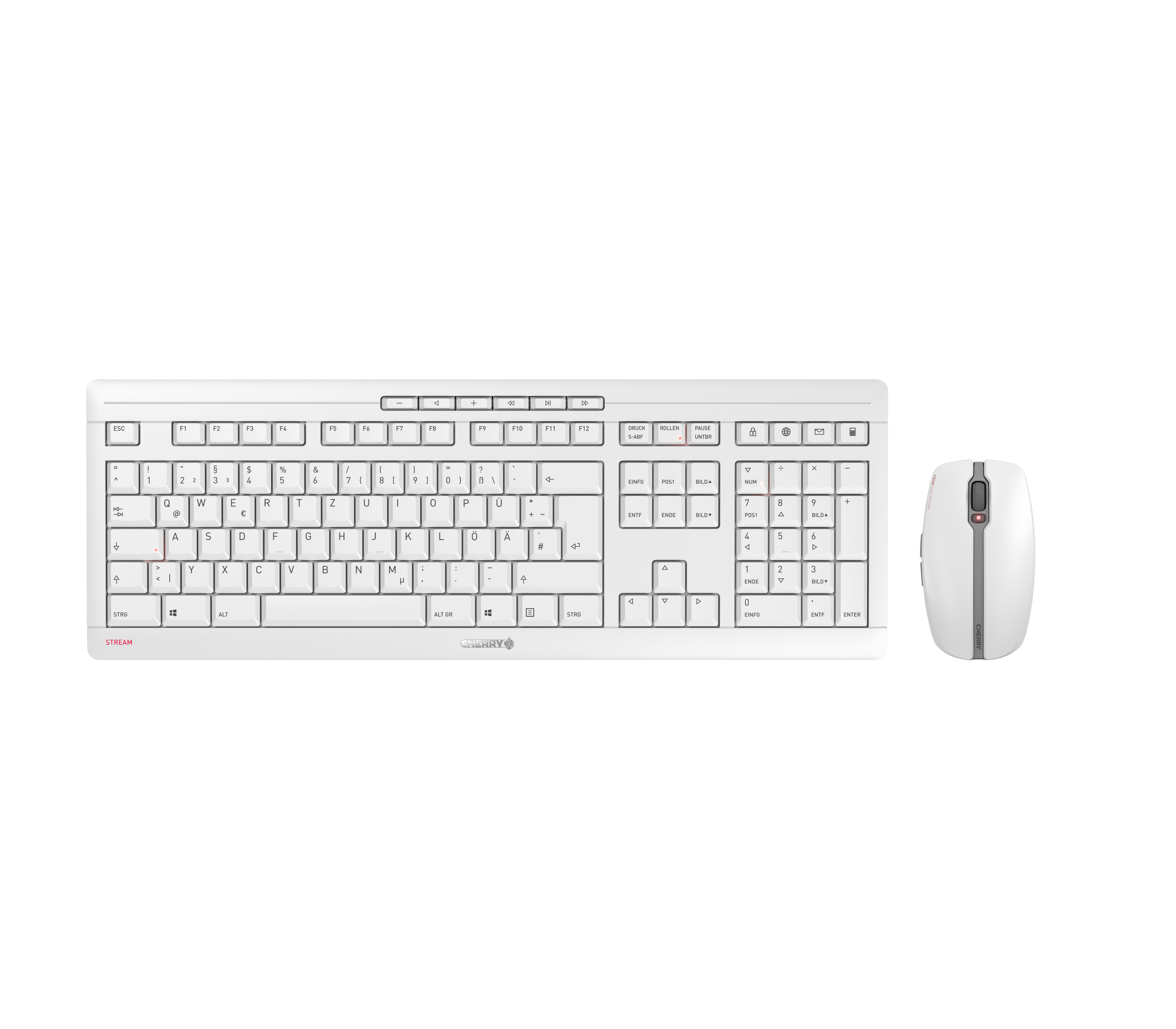 CHERRY Stream Desktop Recharge tastatur Mus inkluderet Universel RF trådløst QWERTY UK engelsk Grå