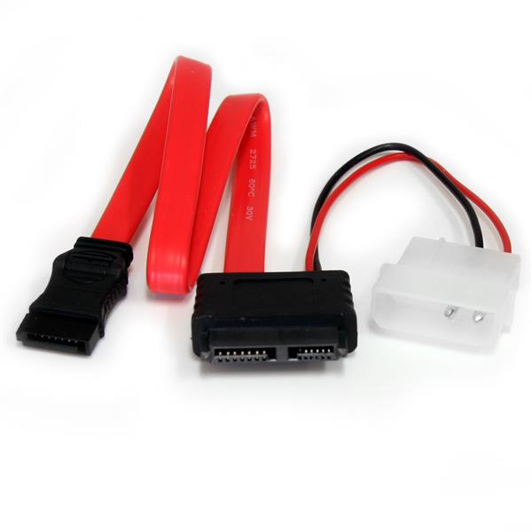 StarTech.com SLSATAF12 SATA-kabel 0,304 m SATA 13-pin SATA 7-pin + Molex (4-pin) Rød