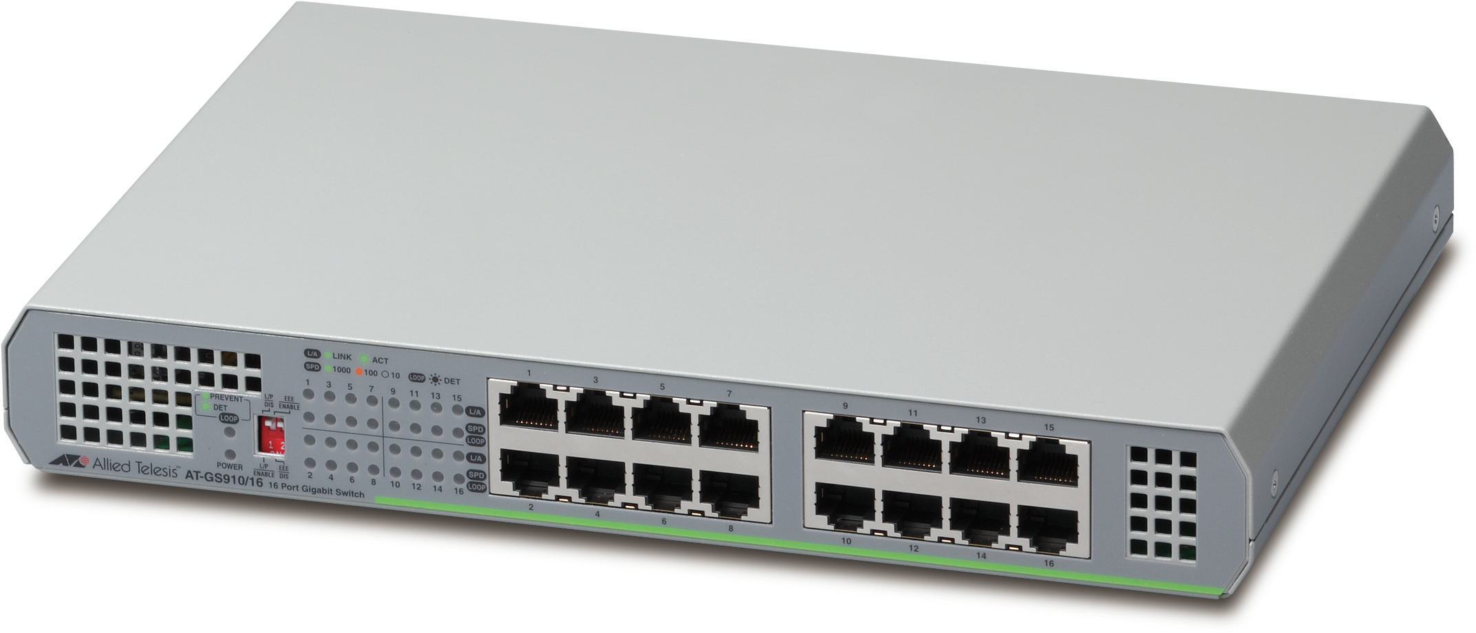 Allied Telesis GS910/16 Ikke administreret Gigabit Ethernet (10/100/1000) Grå