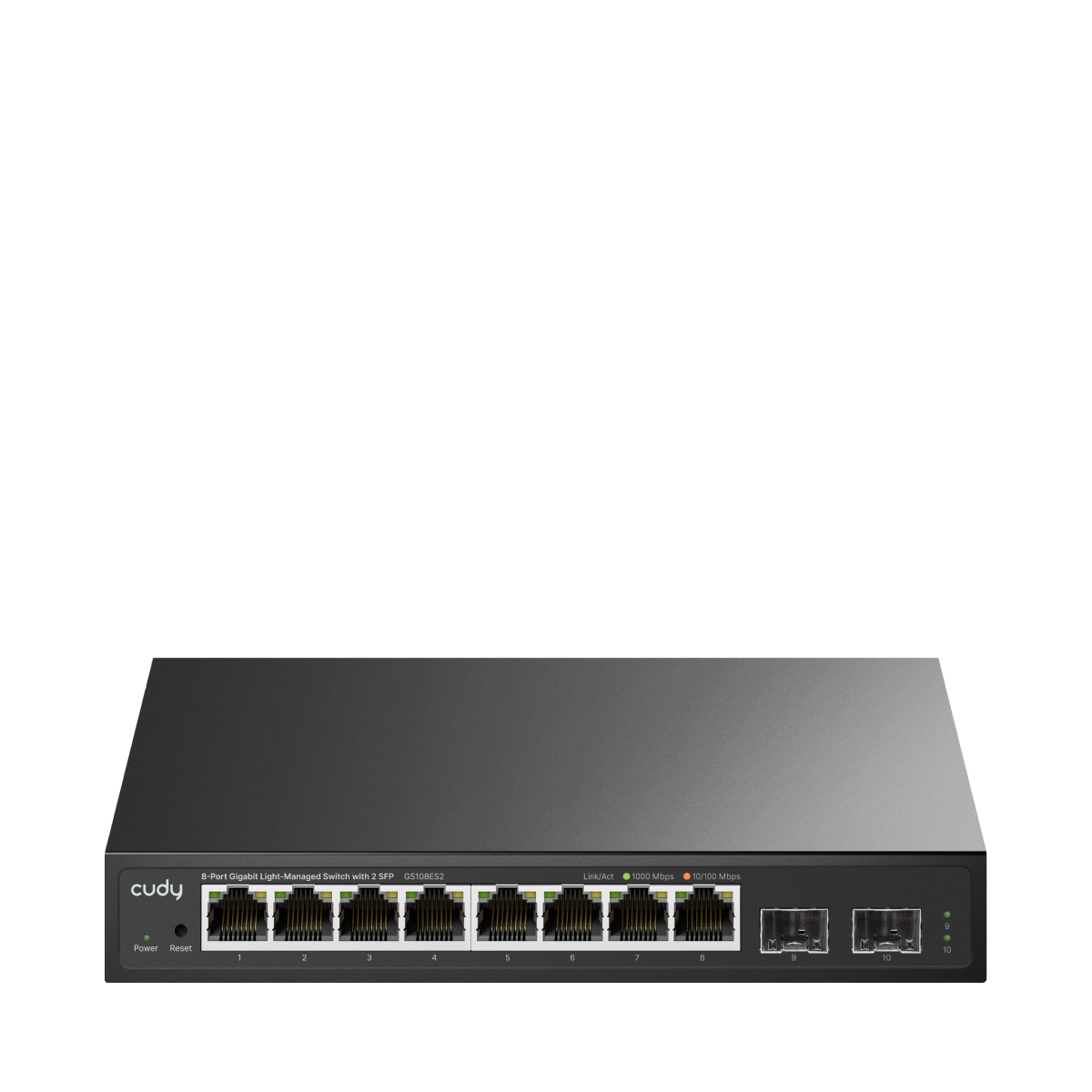 Cudy 8-Port Gigabit Easy-Managed Switch with 2 SFP, GS108ES2 1.0 Administreret L2 Gigabit Ethernet (10/100/1000) Sort