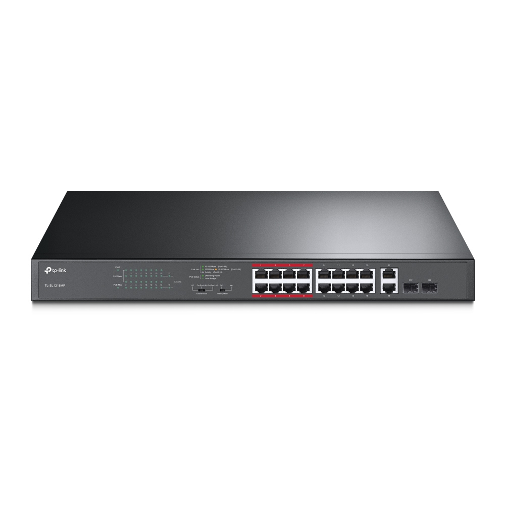 TP-Link TL-SL1218MP netværksswitch Ikke administreret Fast Ethernet (10/100) Strøm over Ethernet (PoE) Sort