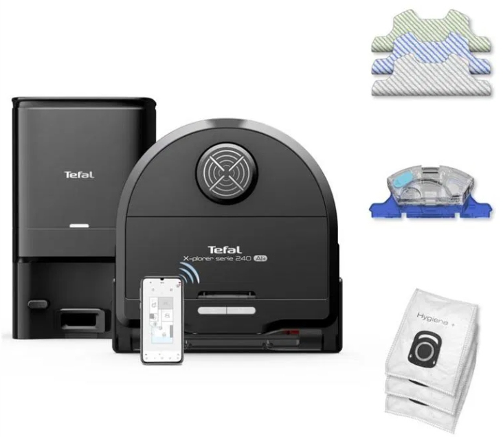 Tefal X-Plorer Serie 240+ RG9695 robotstøvsuger Poseløs Sort