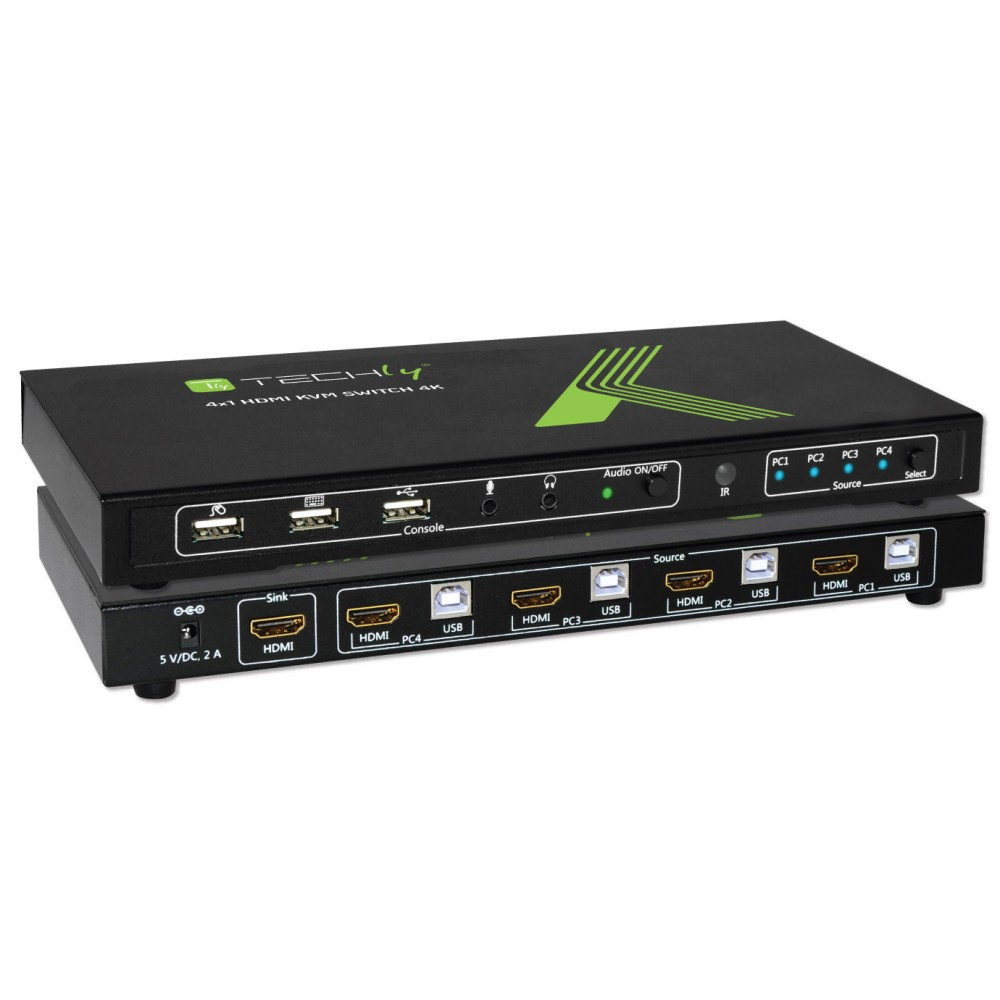 Techly 4x1 USB HDMI 4Kx2K IDATA KVM-HDMI4U KVM Switch Sort