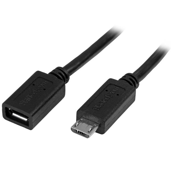 StarTech.com USBUBEXT50CM USB-kabel USB 2.0 0,5 m Micro-USB B Sort