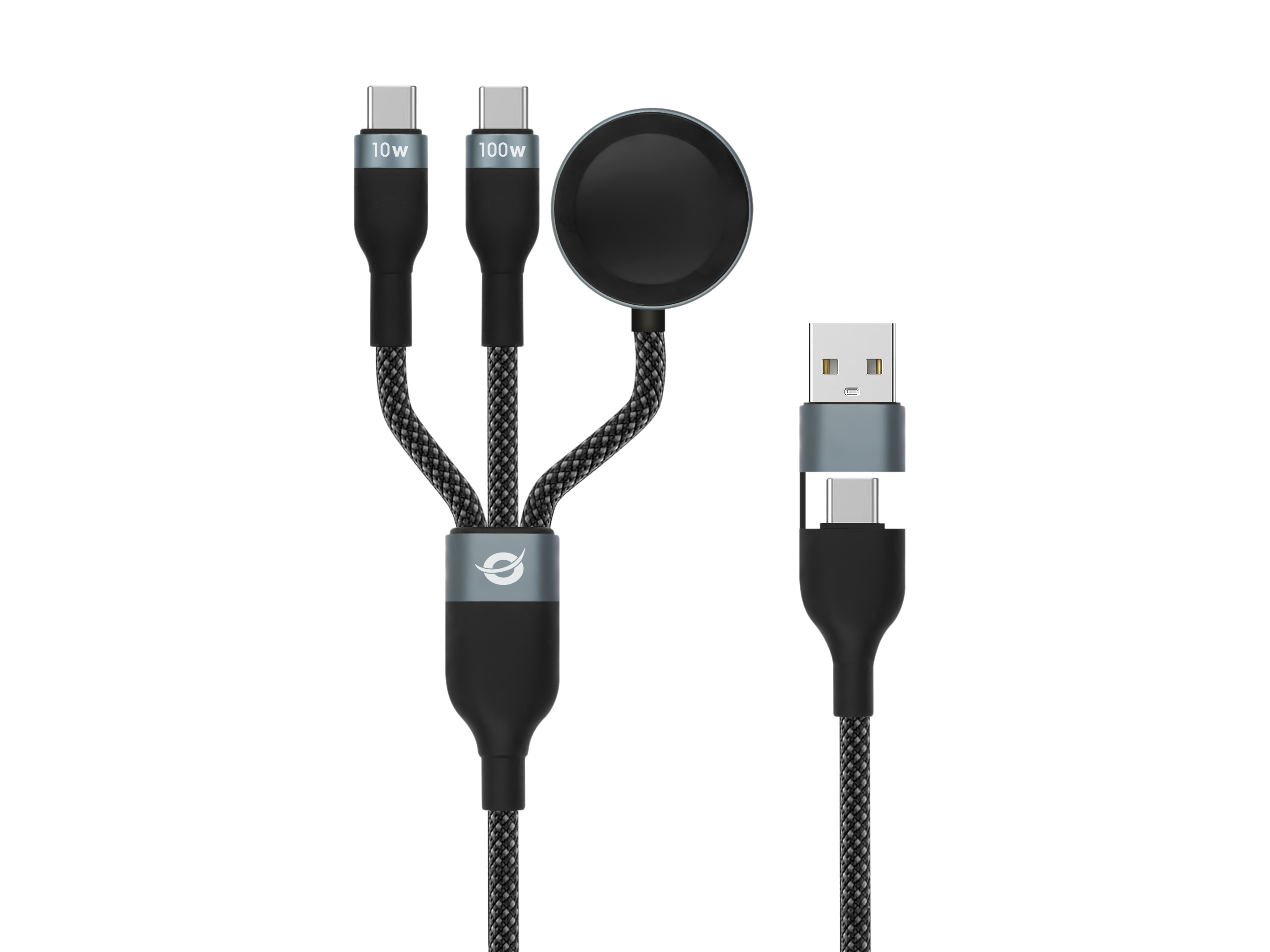 Conceptronic ETTA08B15 USB-kabel USB 2.0 1,5 m USB A 2 x USB C Sort