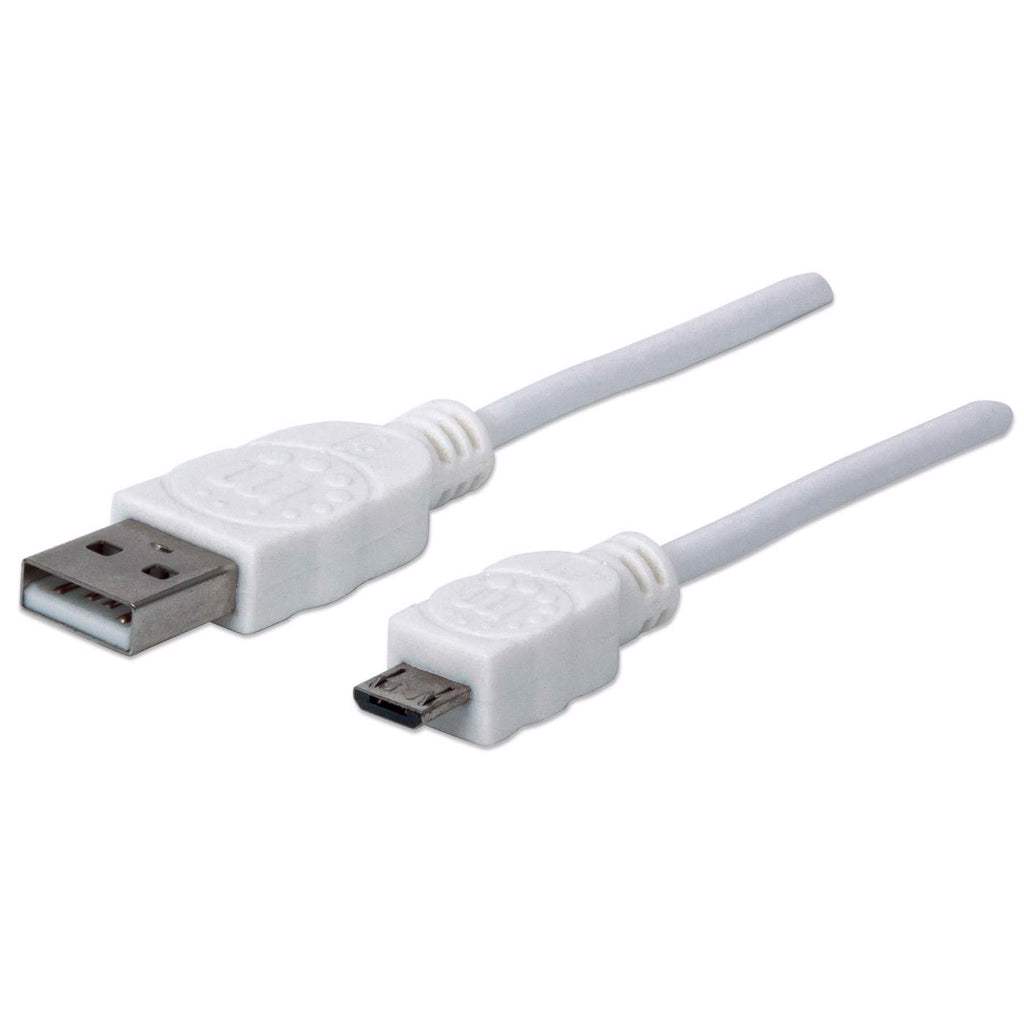 Manhattan 323987 USB-kabel USB 2.0 1 m USB A Micro-USB B Hvid