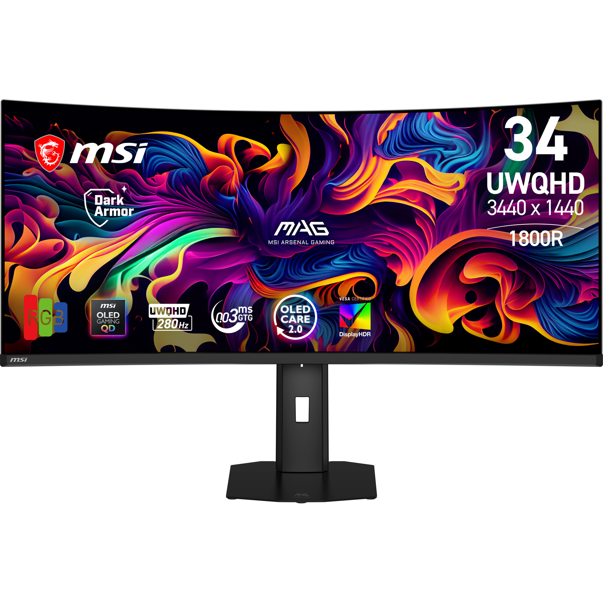 MSI MAG 341CQP QD-OLED X28 computerskærm 86,4 cm (34") 3440 x 1440 pixel UltraWide Quad HD Sort