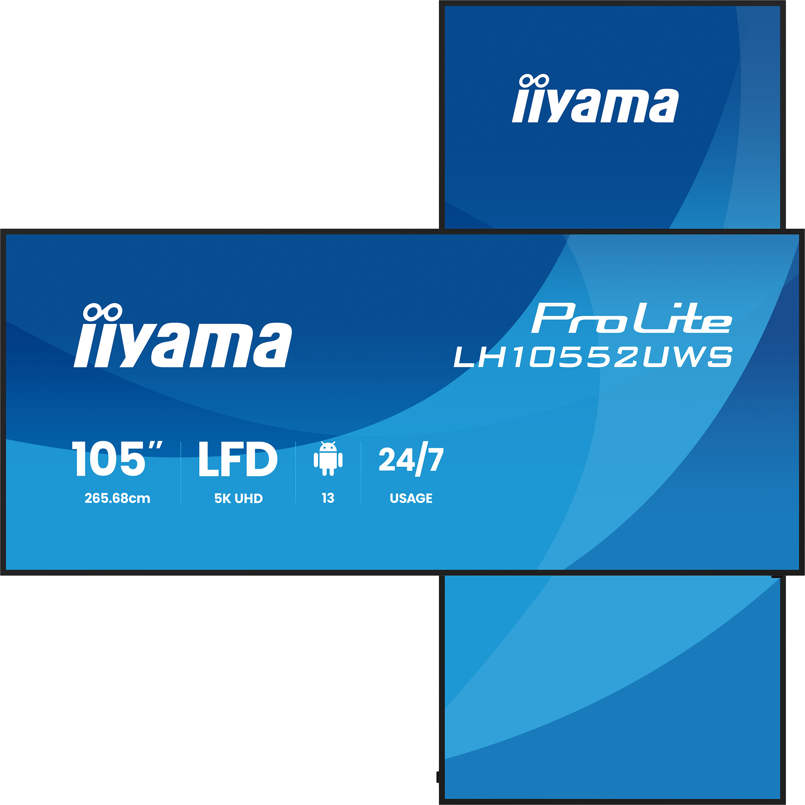 iiyama LH10552UWS-B1AG skilte display Kiosk design 2,66 m (104.6") Wi-Fi 500 cd/m² UltraWide 5K HD Indbygget processer Android 24/7