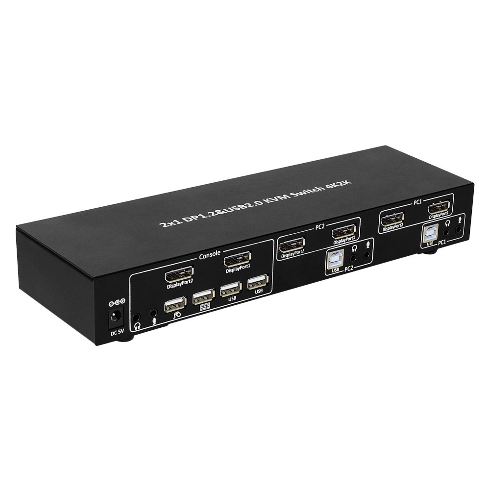 Techly IDATA DP-KVM4 KVM Switch Stativ-montering Sort