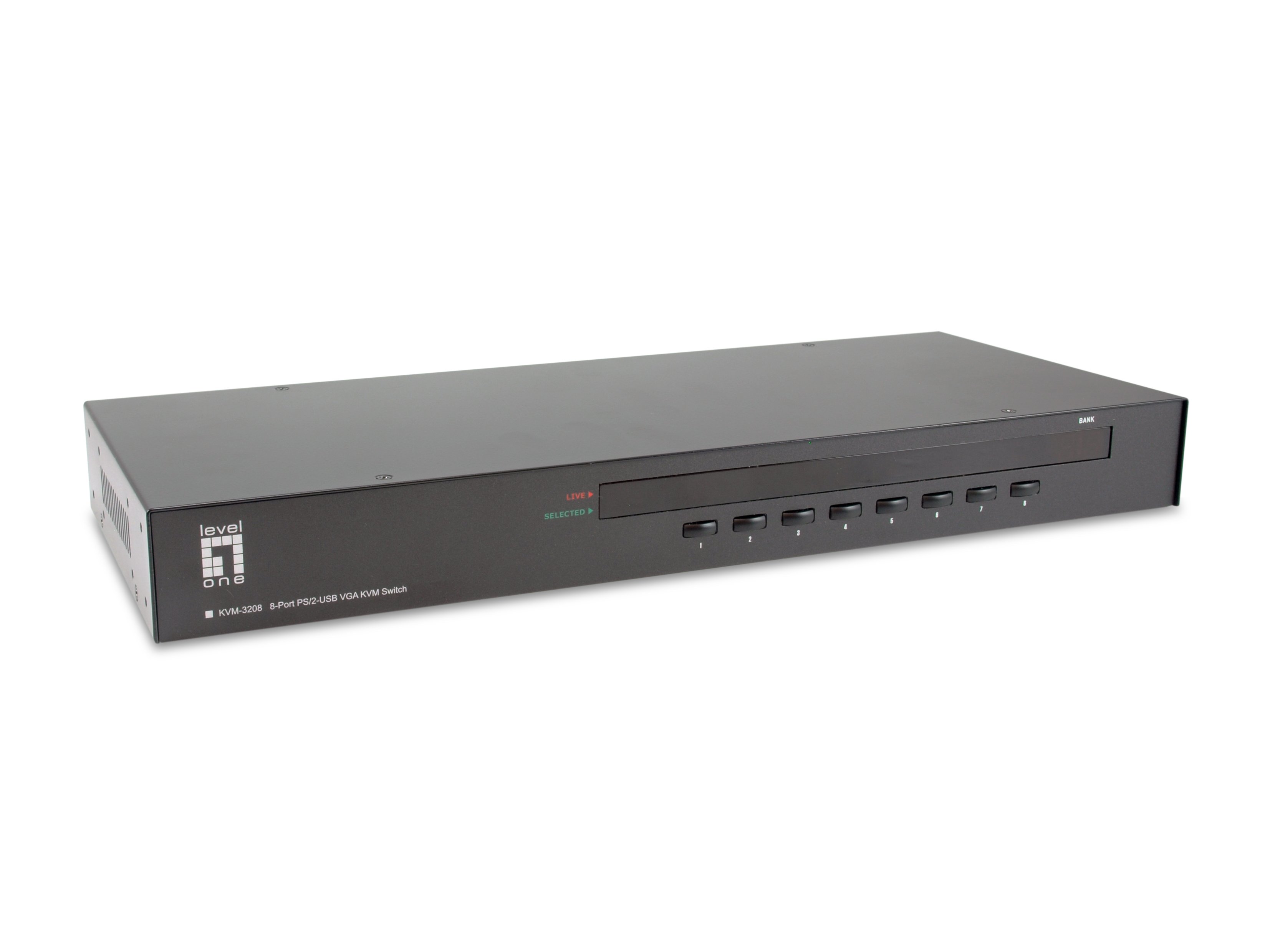 LevelOne KVM-3208 KVM Switch Stativ-montering Sort