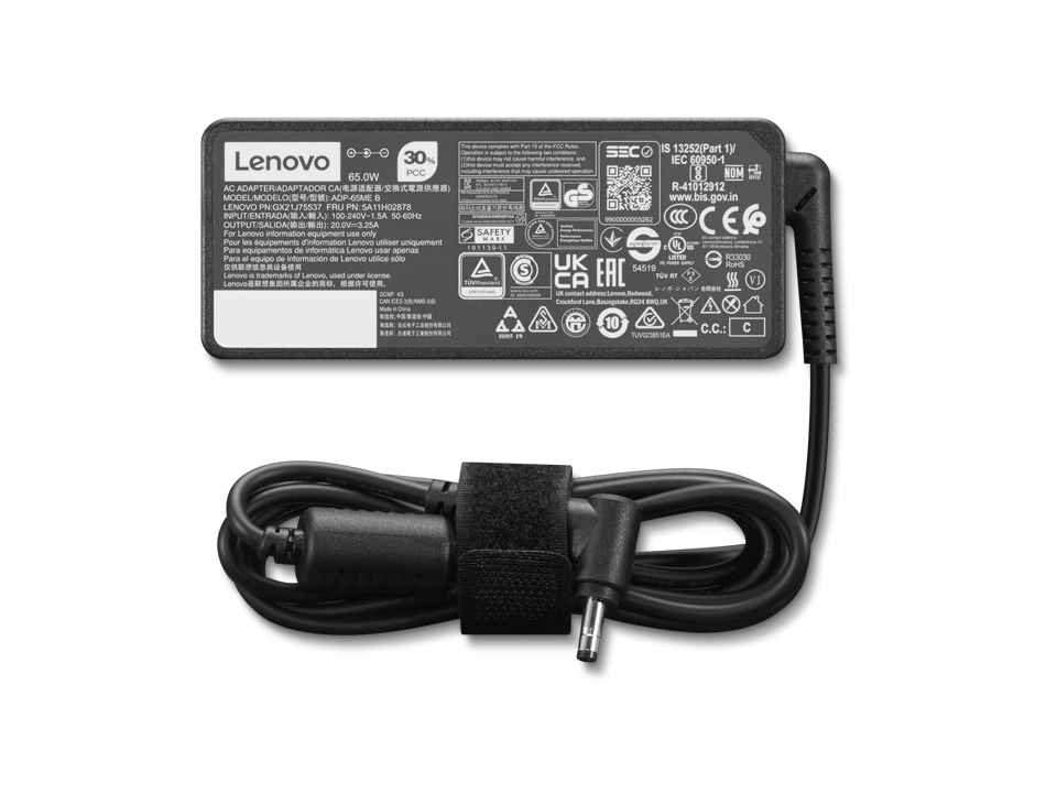 Lenovo 4X21K07722 strømadapter og vekselret Indendørs 65 W Sort