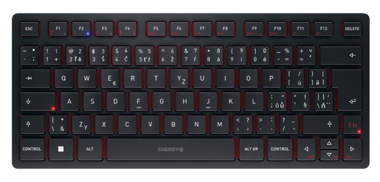 CHERRY JK-9250CS-2 tastatur Universel USB + RF Wireless + Bluetooth QWERTZ Tjekkisk, Slovakisk Sort, Rød