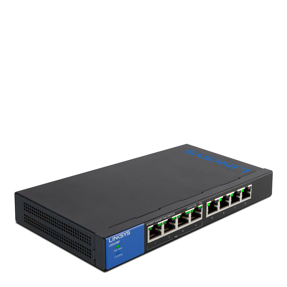 Linksys LGS108P Ikke administreret L2 Gigabit Ethernet (10/100/1000) Strøm over Ethernet (PoE) Sort