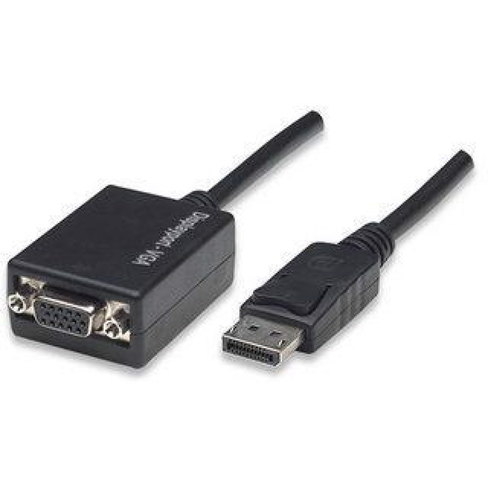 Techly DP - VGA M/F 0,07 m DisplayPort 2 x VGA (D-Sub) Sort