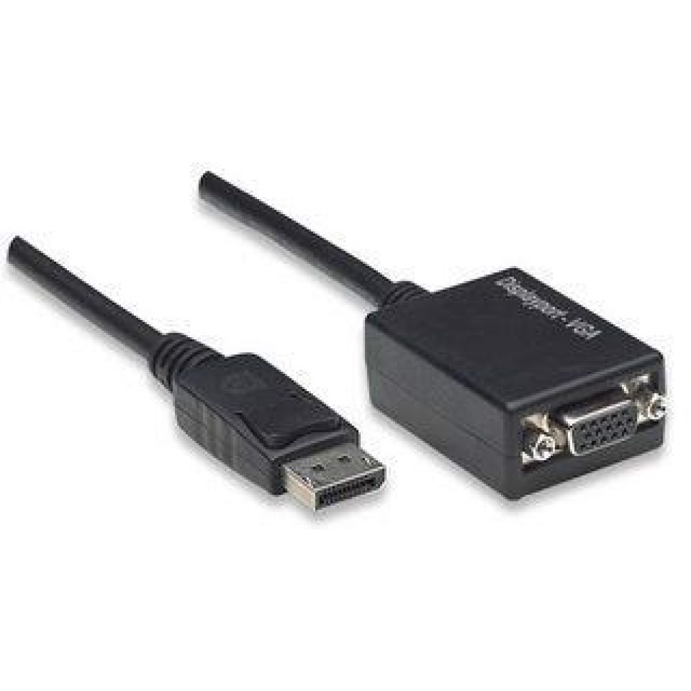 Techly DP - VGA M/F 0,07 m DisplayPort 2 x VGA (D-Sub) Sort