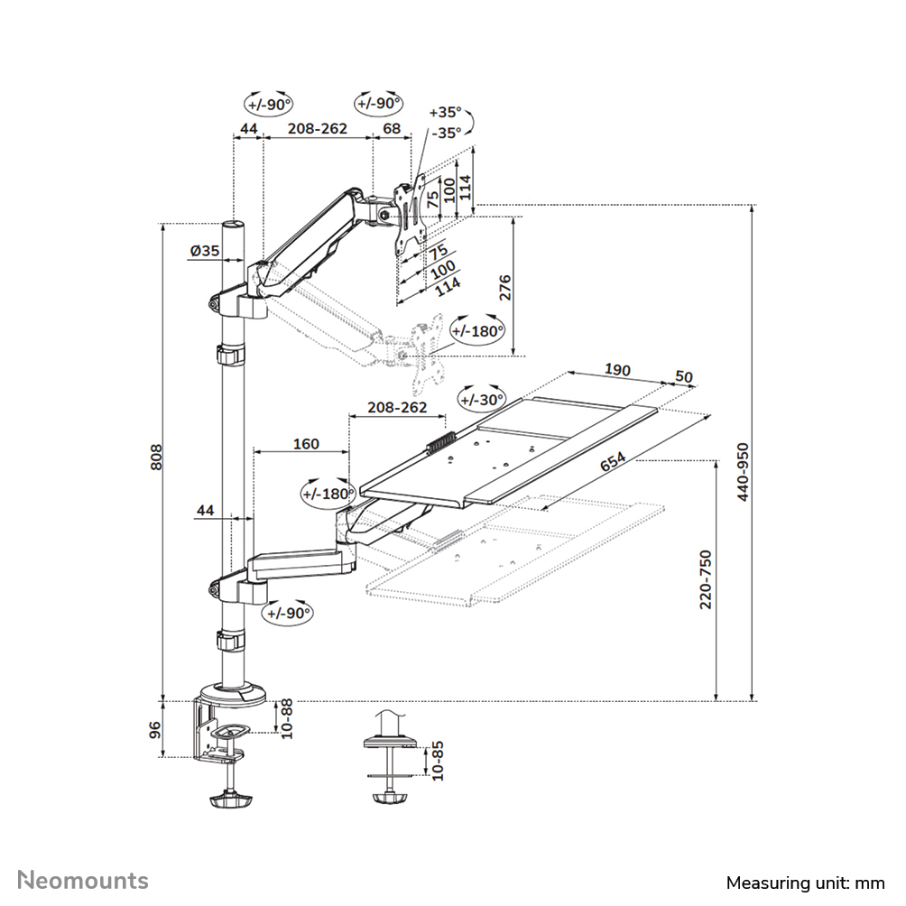 Neomounts DS90-325BL1 skærmbeslag og -stativer 81,3 cm (32") Skrivebord Sort