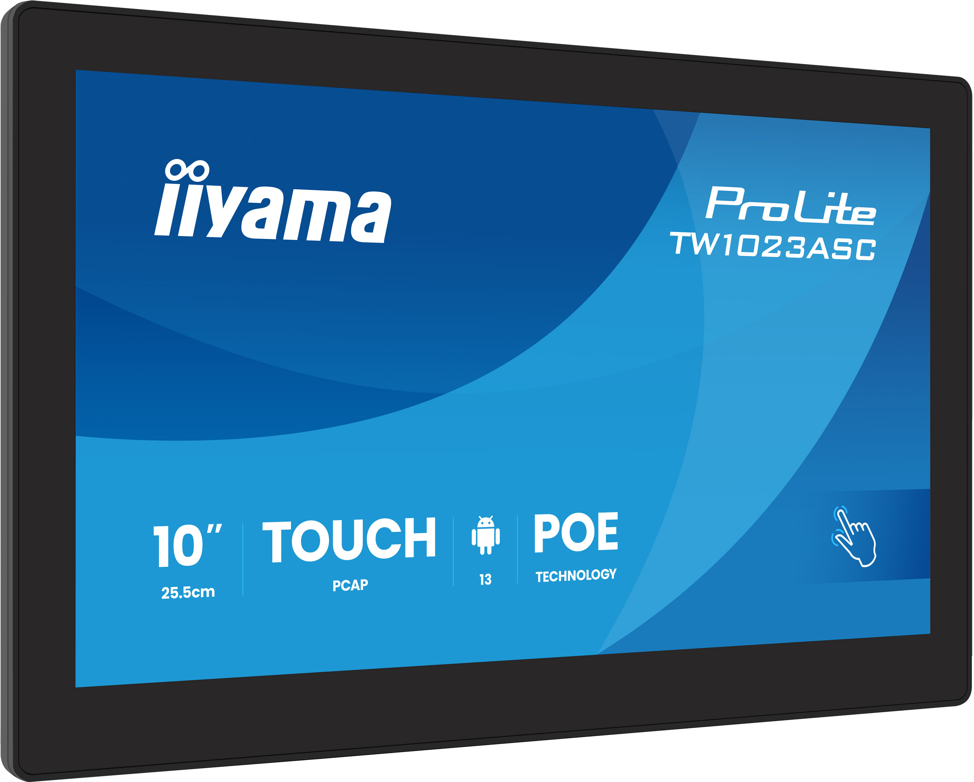 iiyama TW1023ASC-B3P skilte display Kiosk design 25,6 cm (10.1") Wi-Fi 385 cd/m² HD Sort Berøringsskærm Indbygget processer Android 24/7
