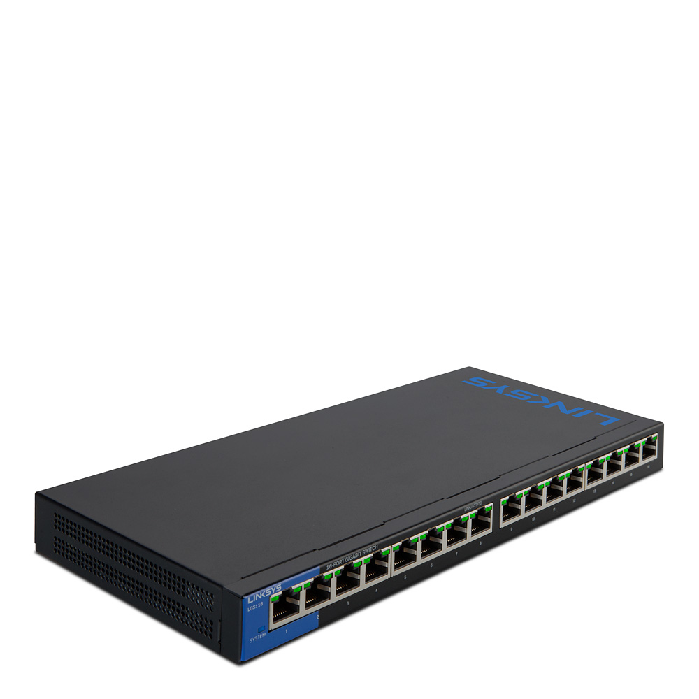 Linksys LGS116P Ikke administreret L2 Gigabit Ethernet (10/100/1000) Strøm over Ethernet (PoE) Sort