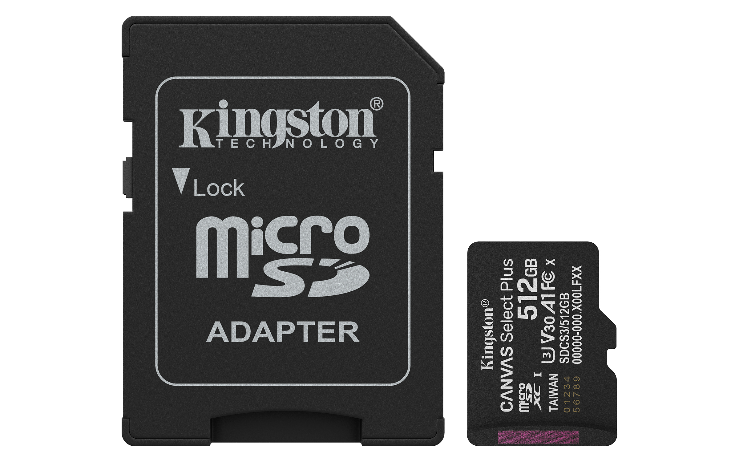 Kingston Technology 512 GB microSDXC Canvas Select Plus Gen3 150 MB/s A1-kort + adapter