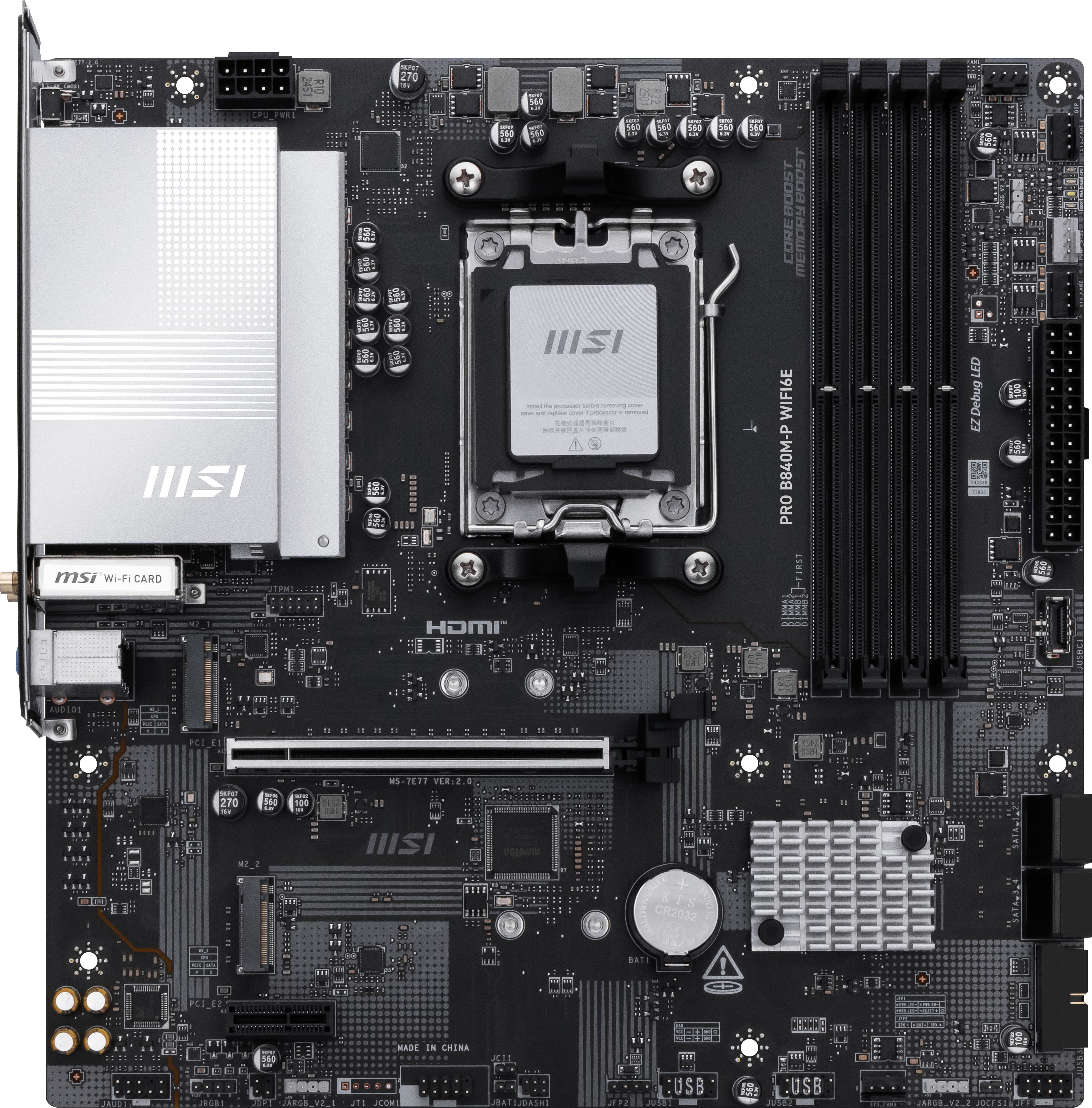 MSI PRO B840M-P WIFI6E bundkort AMD B840 Sokkel AM5 micro ATX