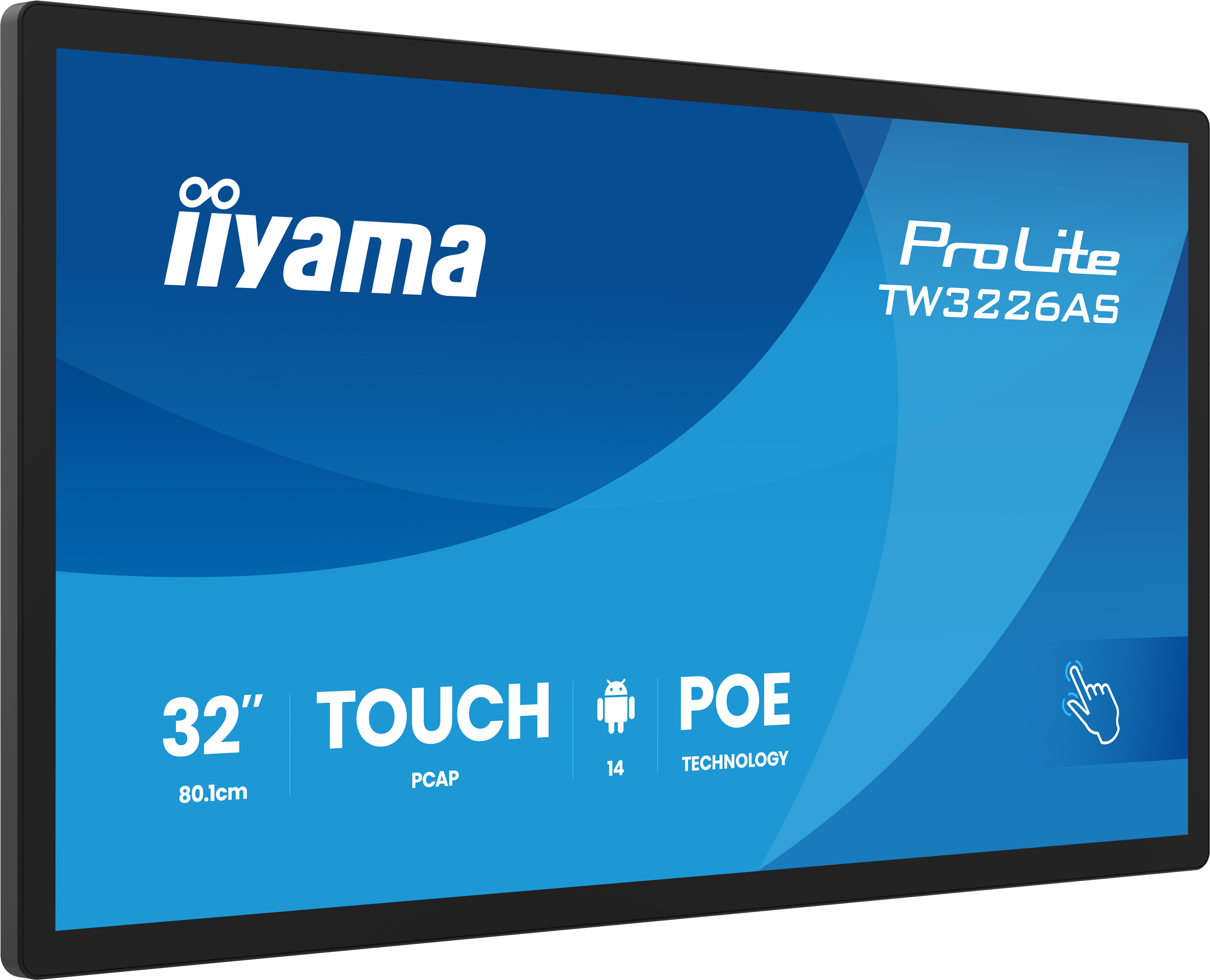 iiyama TW3226AS-B3P skilte display Interaktivt fladpanel 80 cm (31.5") LED Wi-Fi 500 cd/m² Fuld HD Sort Berøringsskærm Indbygget processer Android 14 24/7