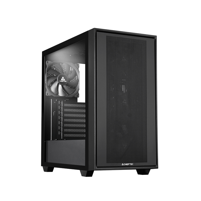 Chieftec Midi Tower GS-03B-BLK-OP, Schwarz Sort