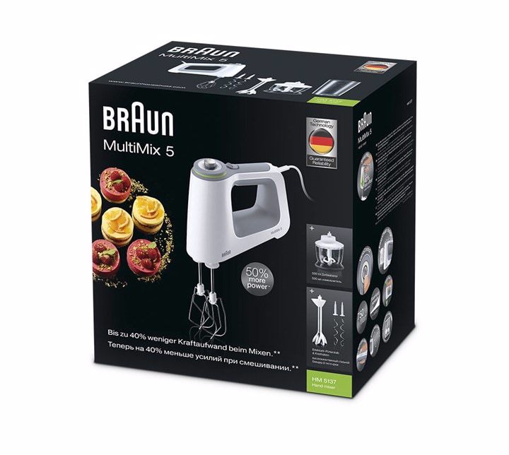 Braun MultiMix 5 HM 5137 Håndmixer 750 W Grå, Hvid